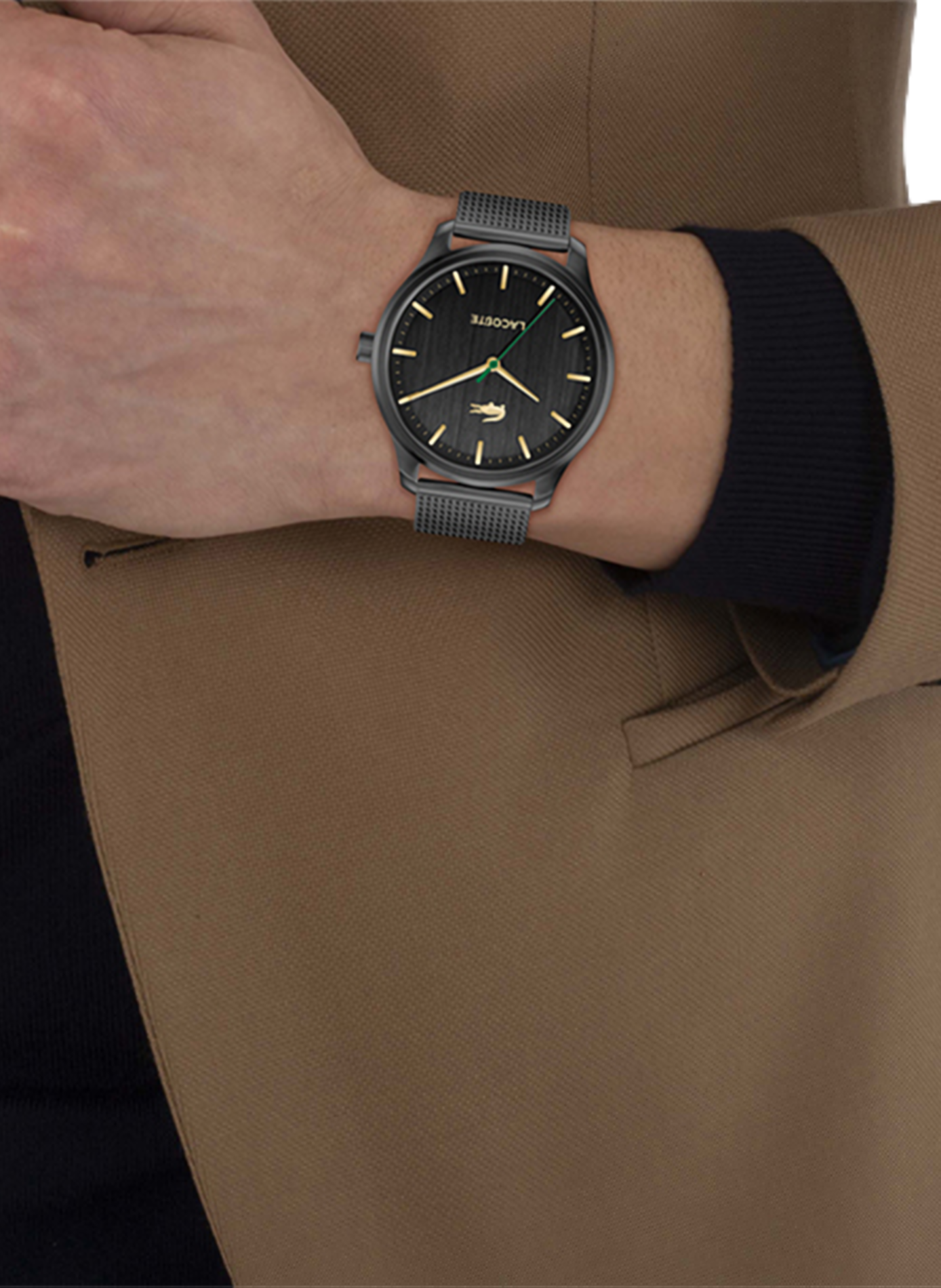 Montre quartz Lisbon en acier inoxydable LACOSTE MONTRES Noir