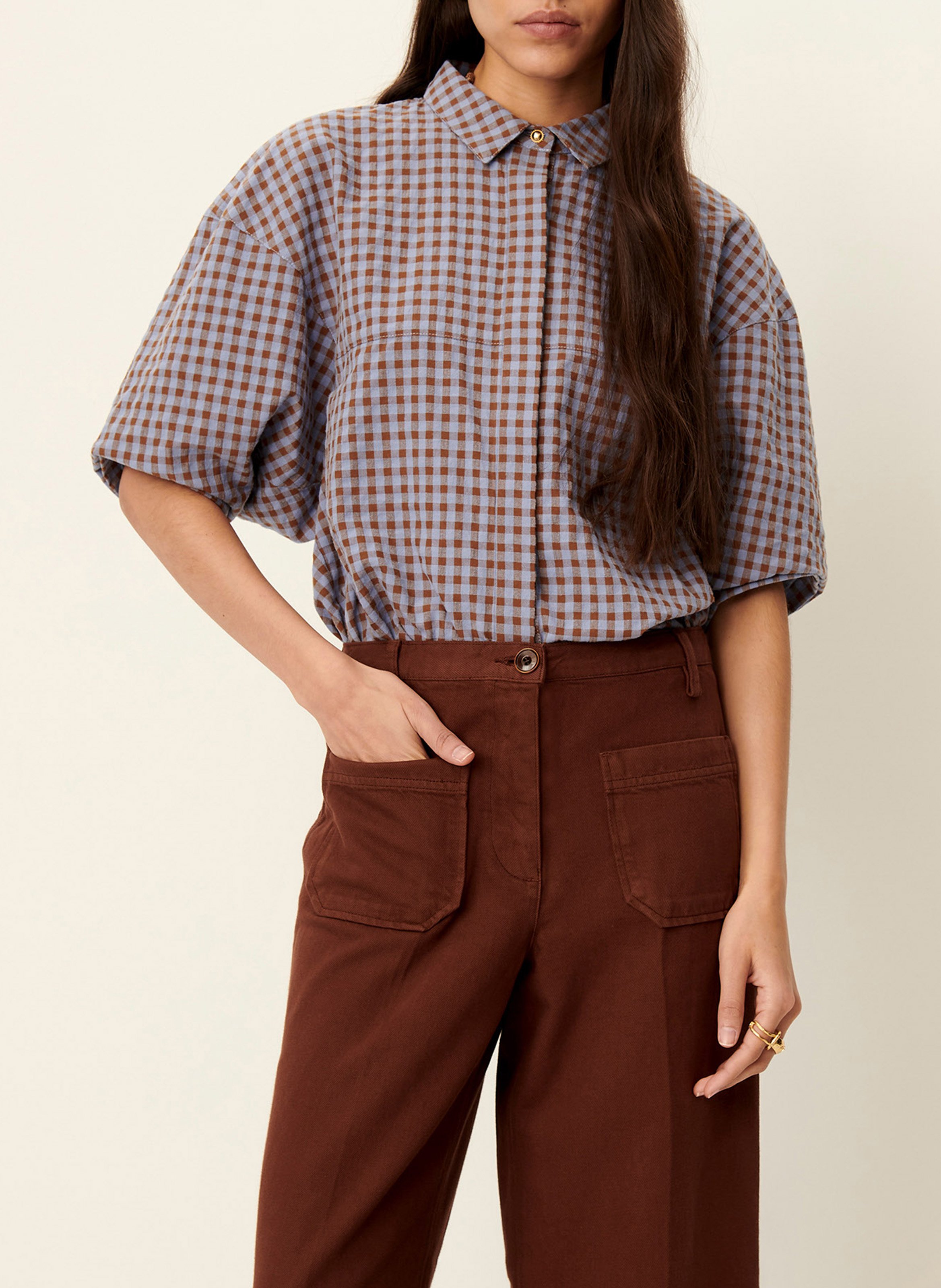 Jean droit taille haute en coton aldricks SESSUN Marron