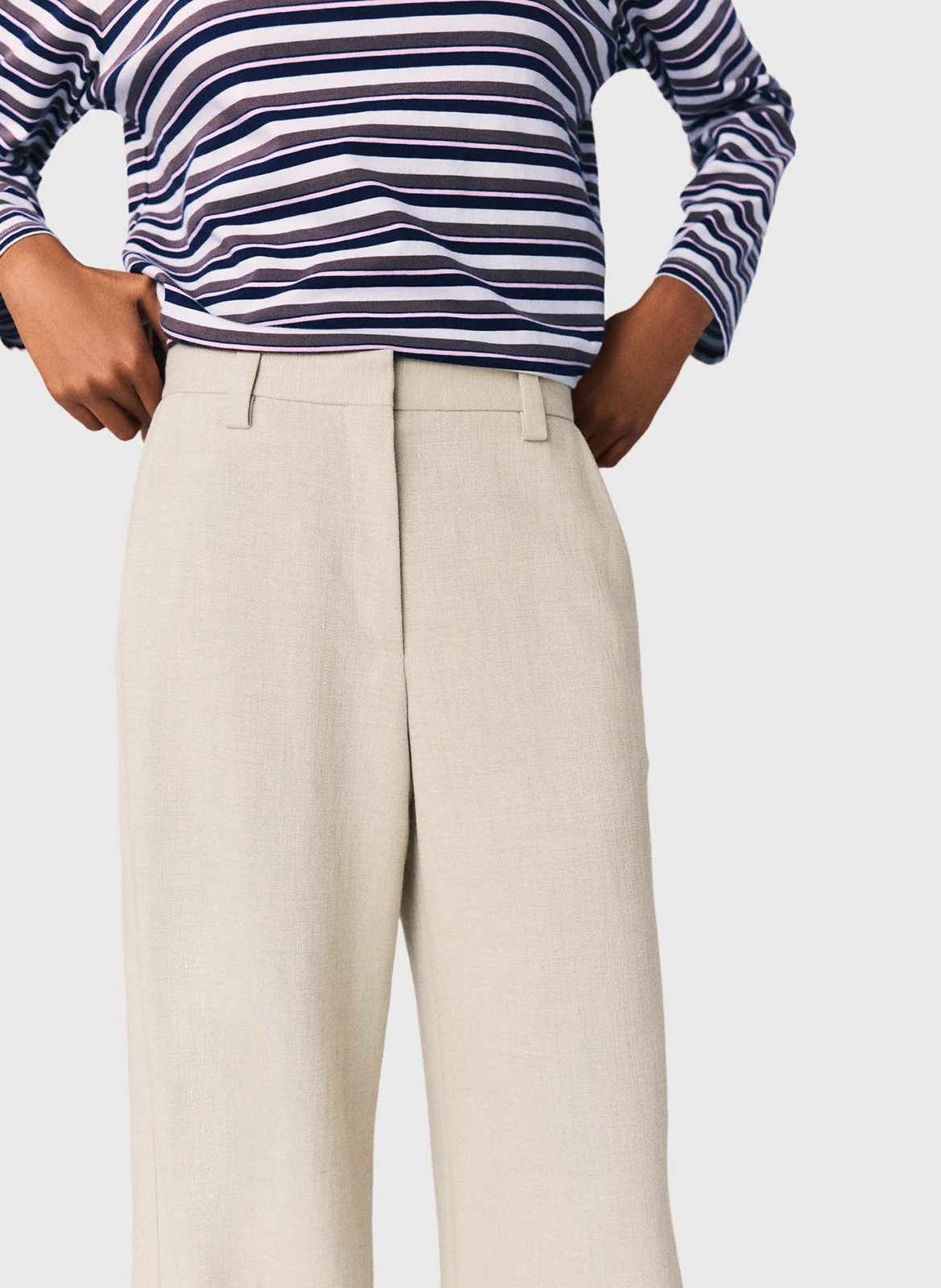 Pantalon large taille haute MAJE Beige