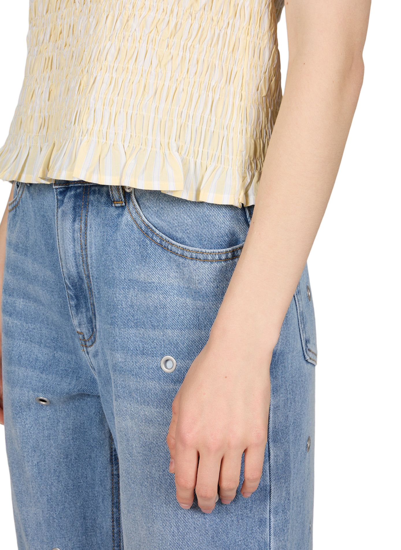 Smocked Cotton Cerise Top GARANCE Yellow