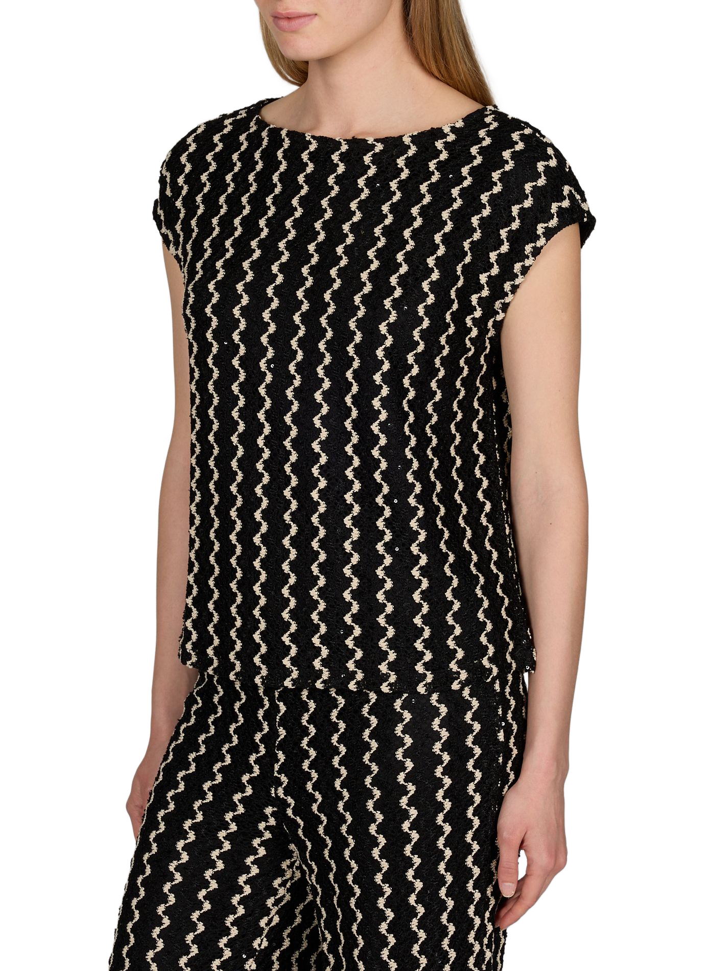 Striped knit top with sequins VILA Black
