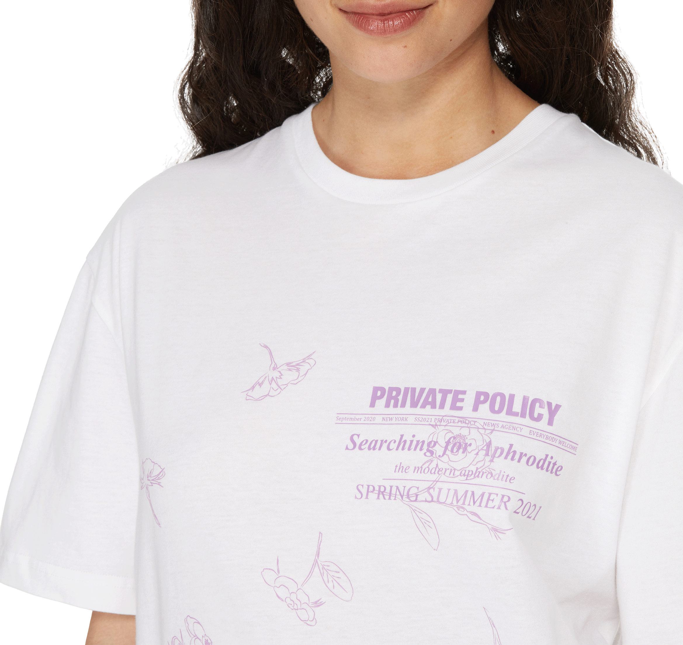 T-shirt Rose Logo PRIVATE POLICY Blanc