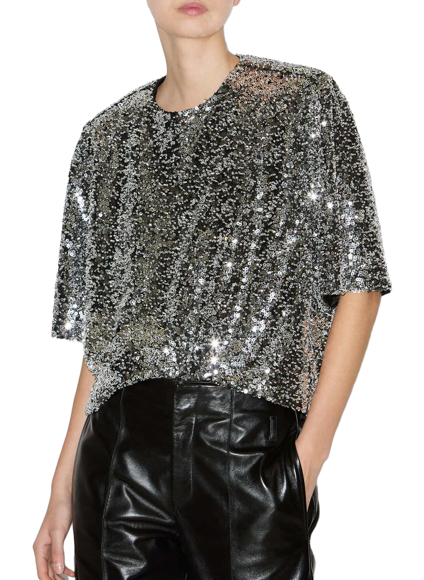 Short-sleeved sequin top ISABEL MARANT Silver