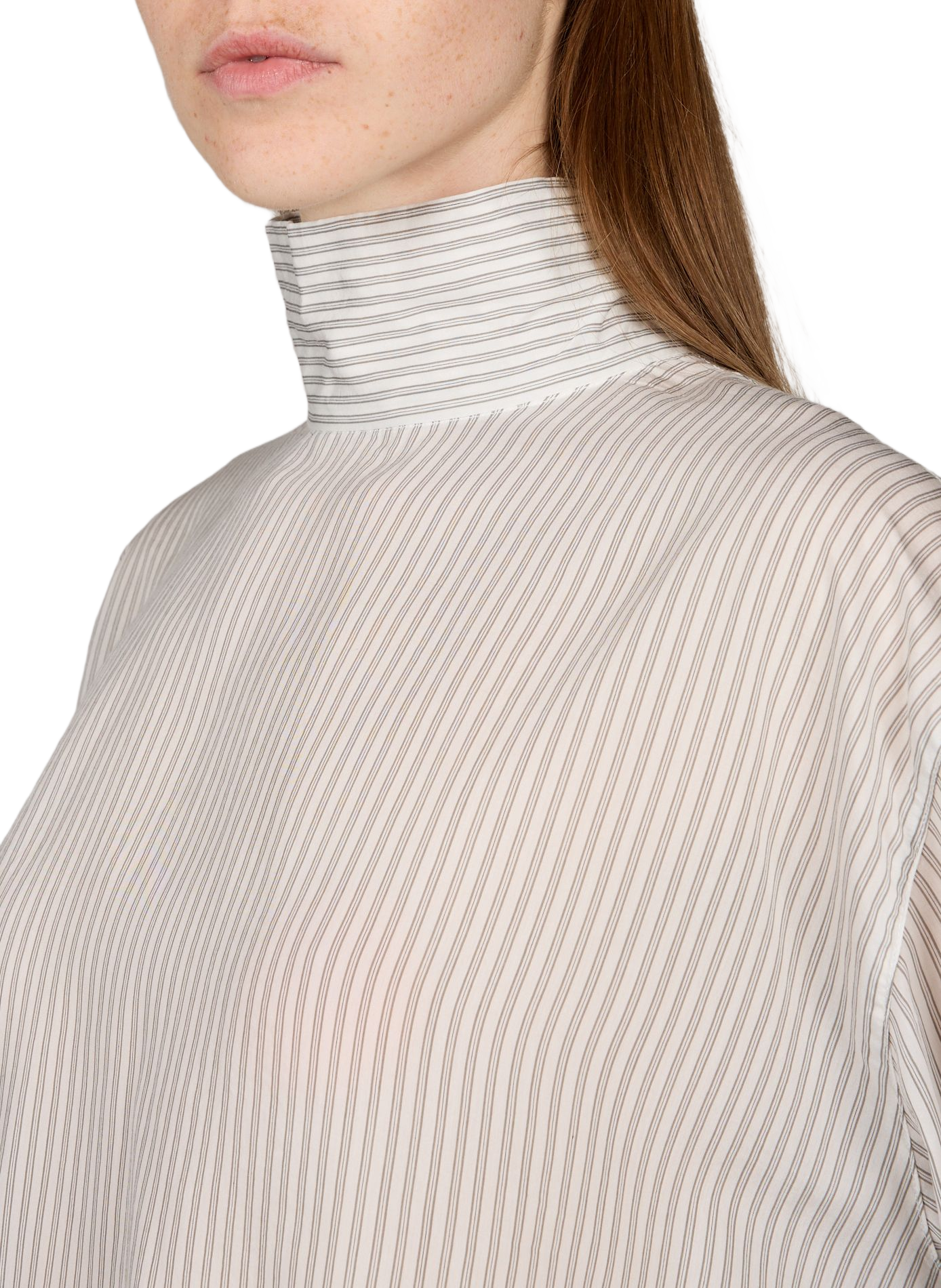 Camisa a rayas con cuello chimenea de lyocell TIBI Gris