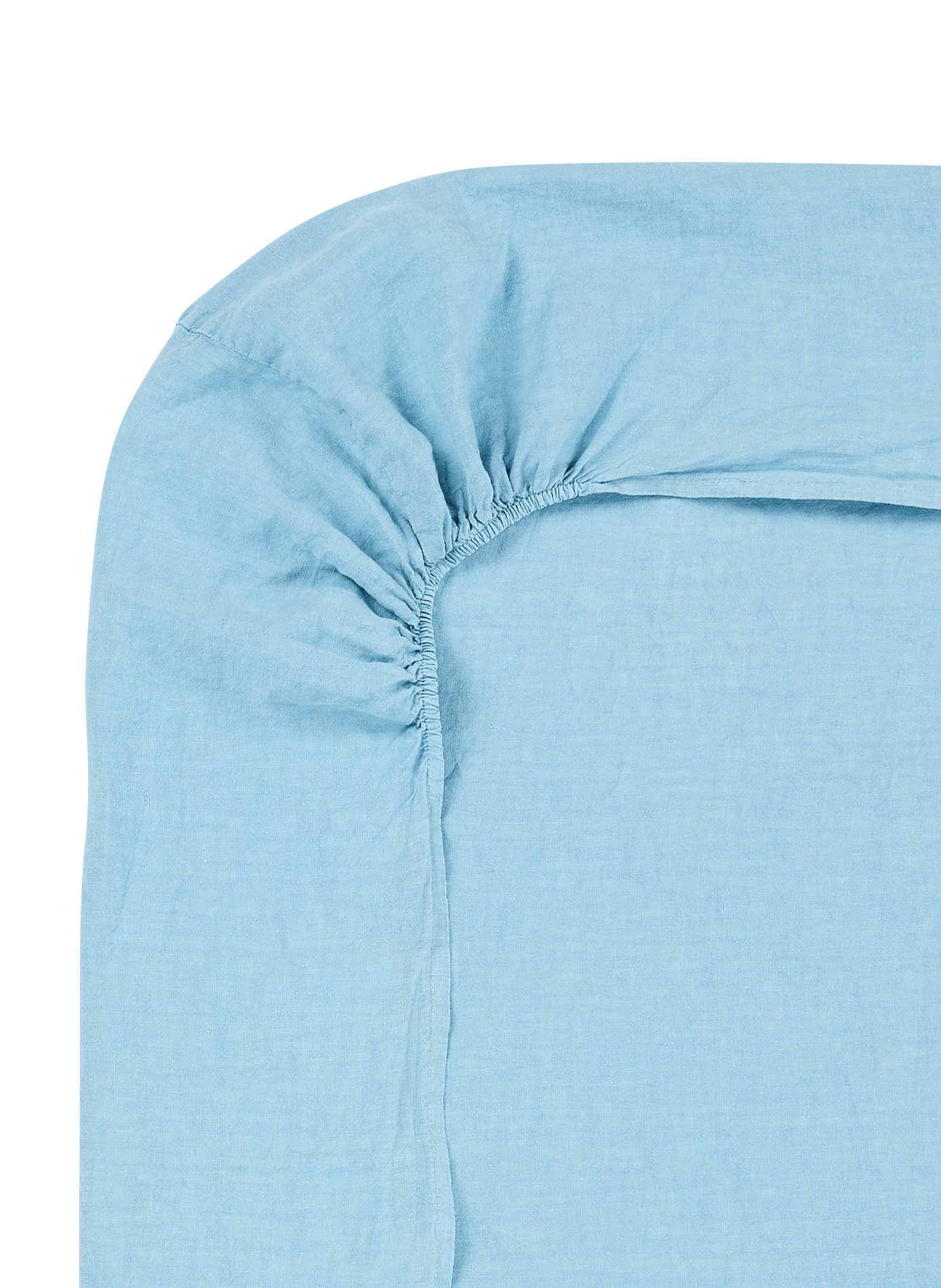 Linen fitted sheet AU PRINTEMPS PARIS Blue
