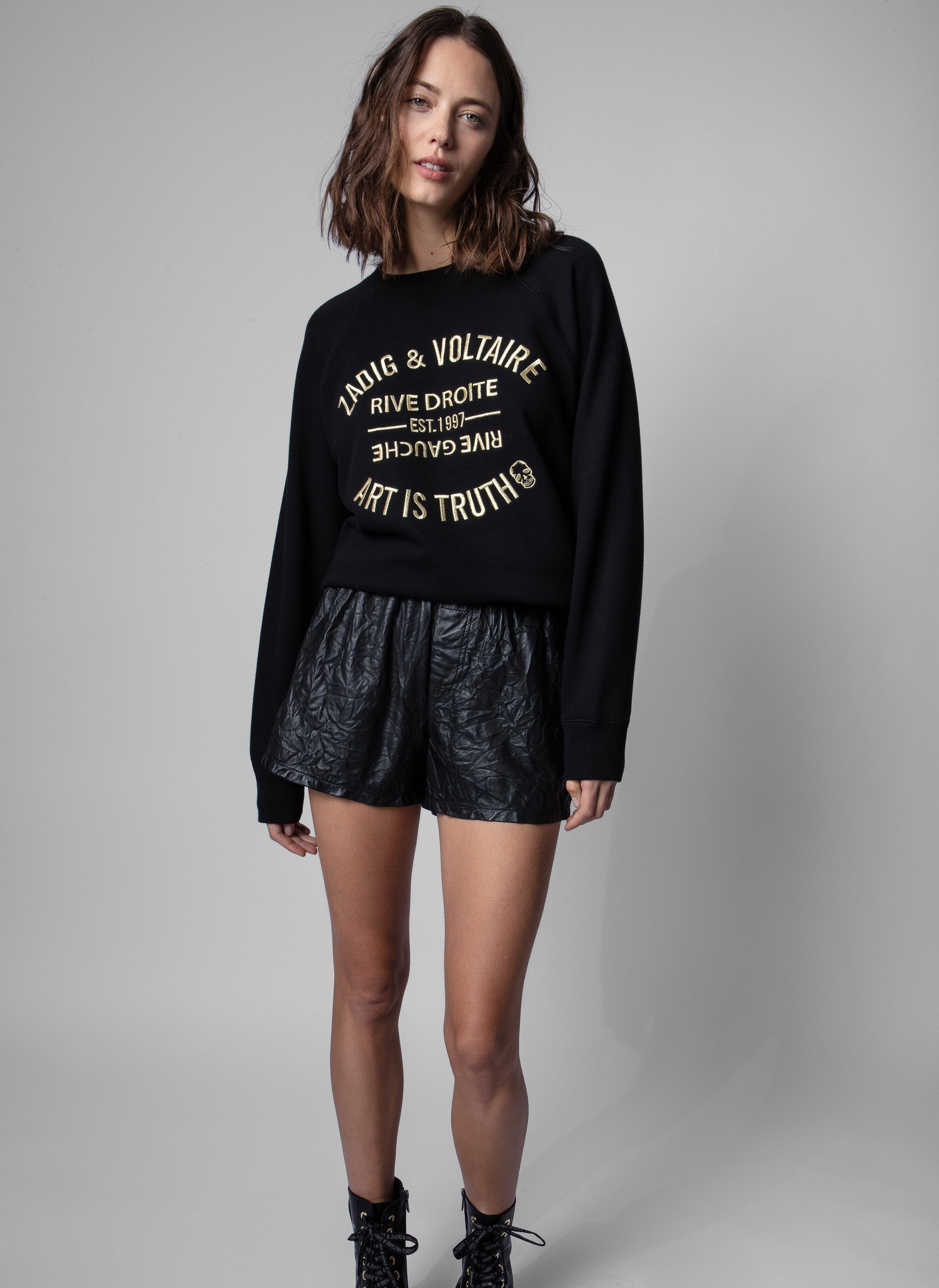 Sweat droit en coton ZADIG&VOLTAIRE Noir