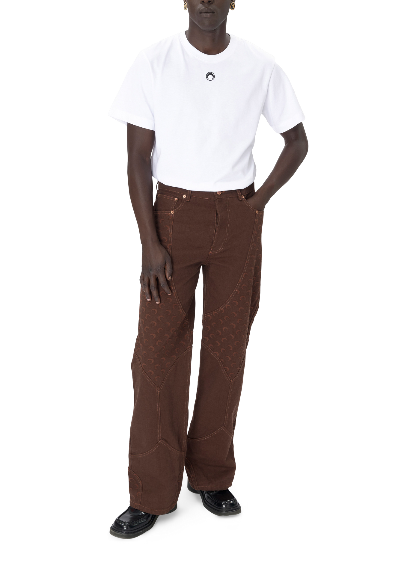 T-shirt logo moon jersey manches courtes MARINE SERRE Blanc