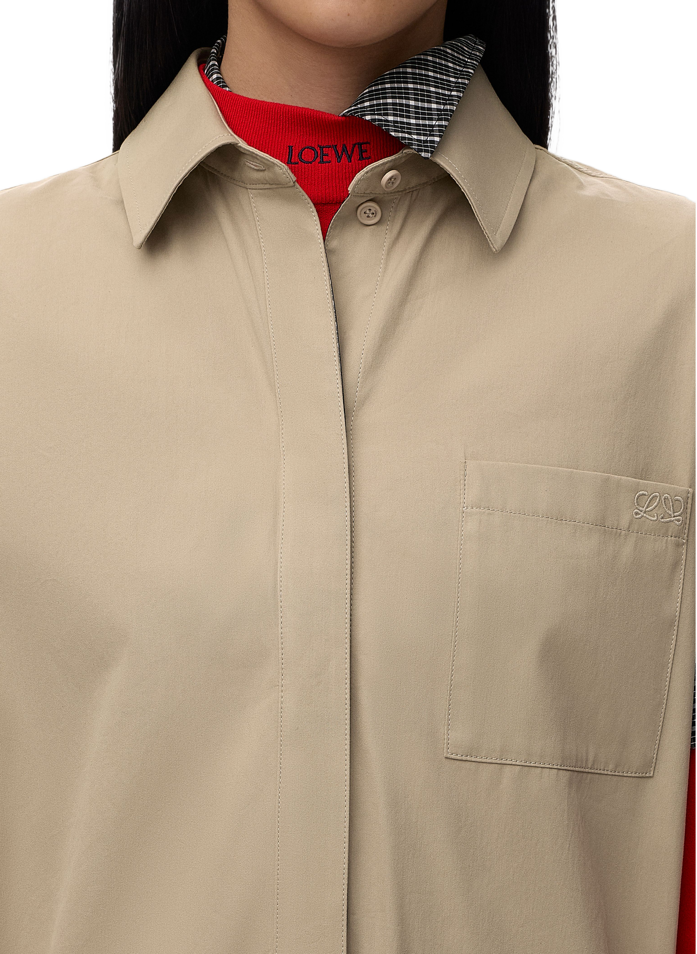 Short wrap dress in cotton and silk LOEWE Beige