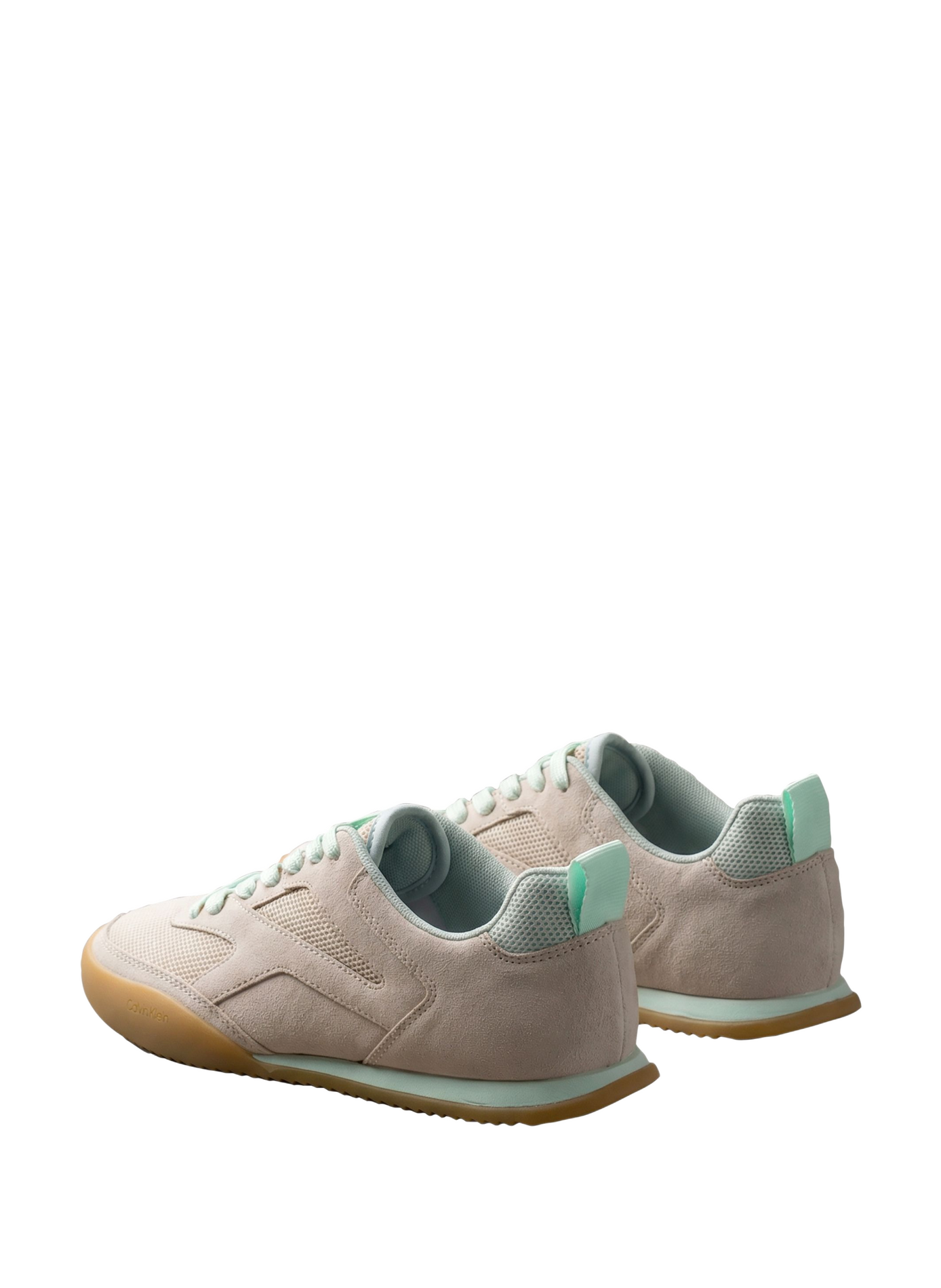 Lage sneakers met mesh inzetstukken van leer CALVIN KLEIN Beige