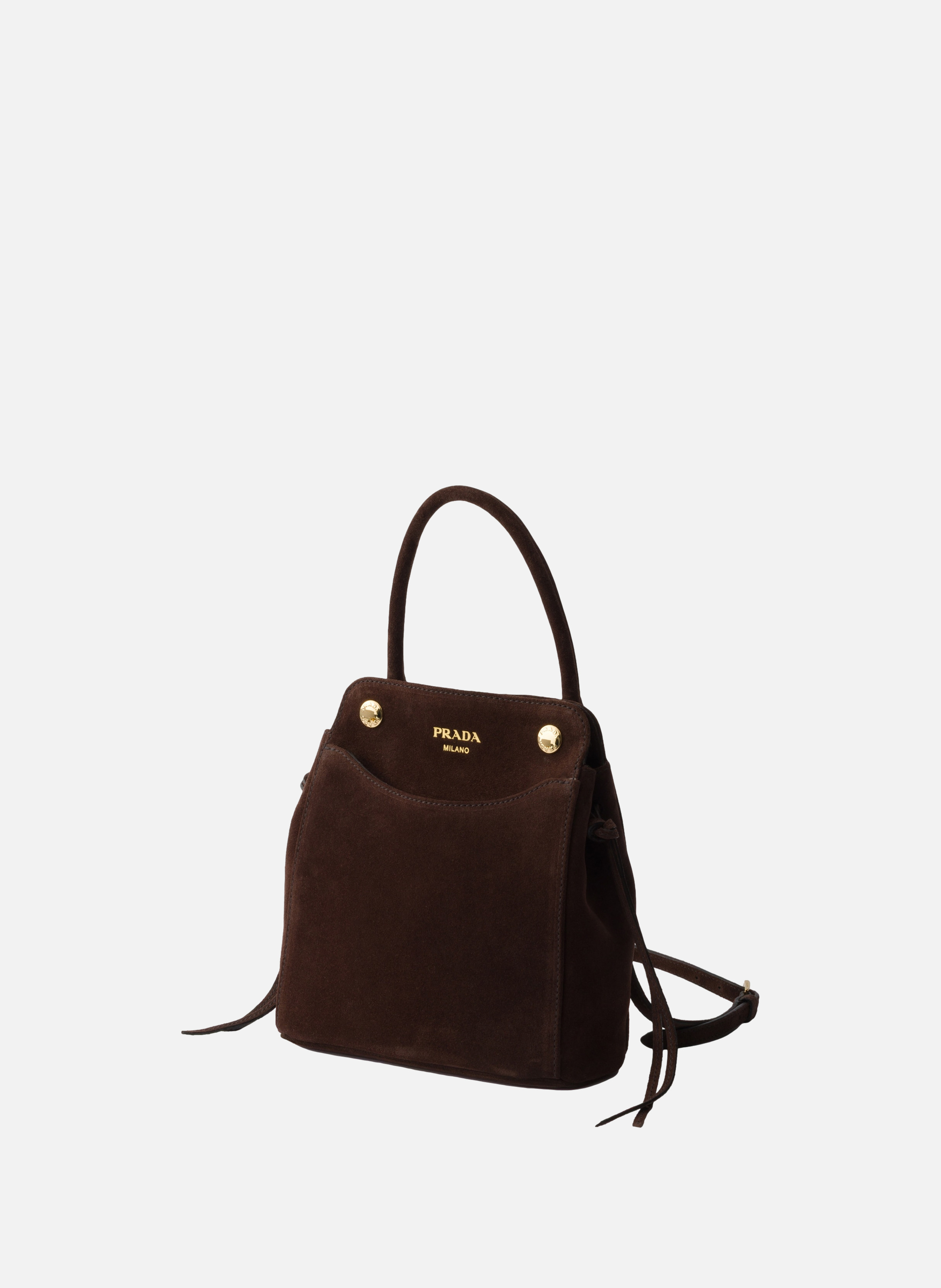 Mini sac prada carry en daim PRADA Marron