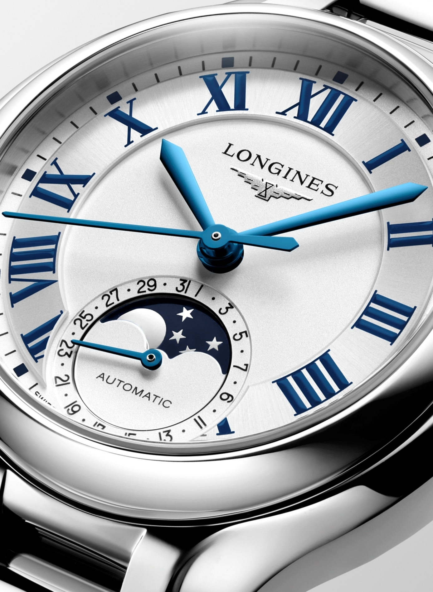 Montre automatique Longines PrimaLuna en acier inoxydable LONGINES Blanc