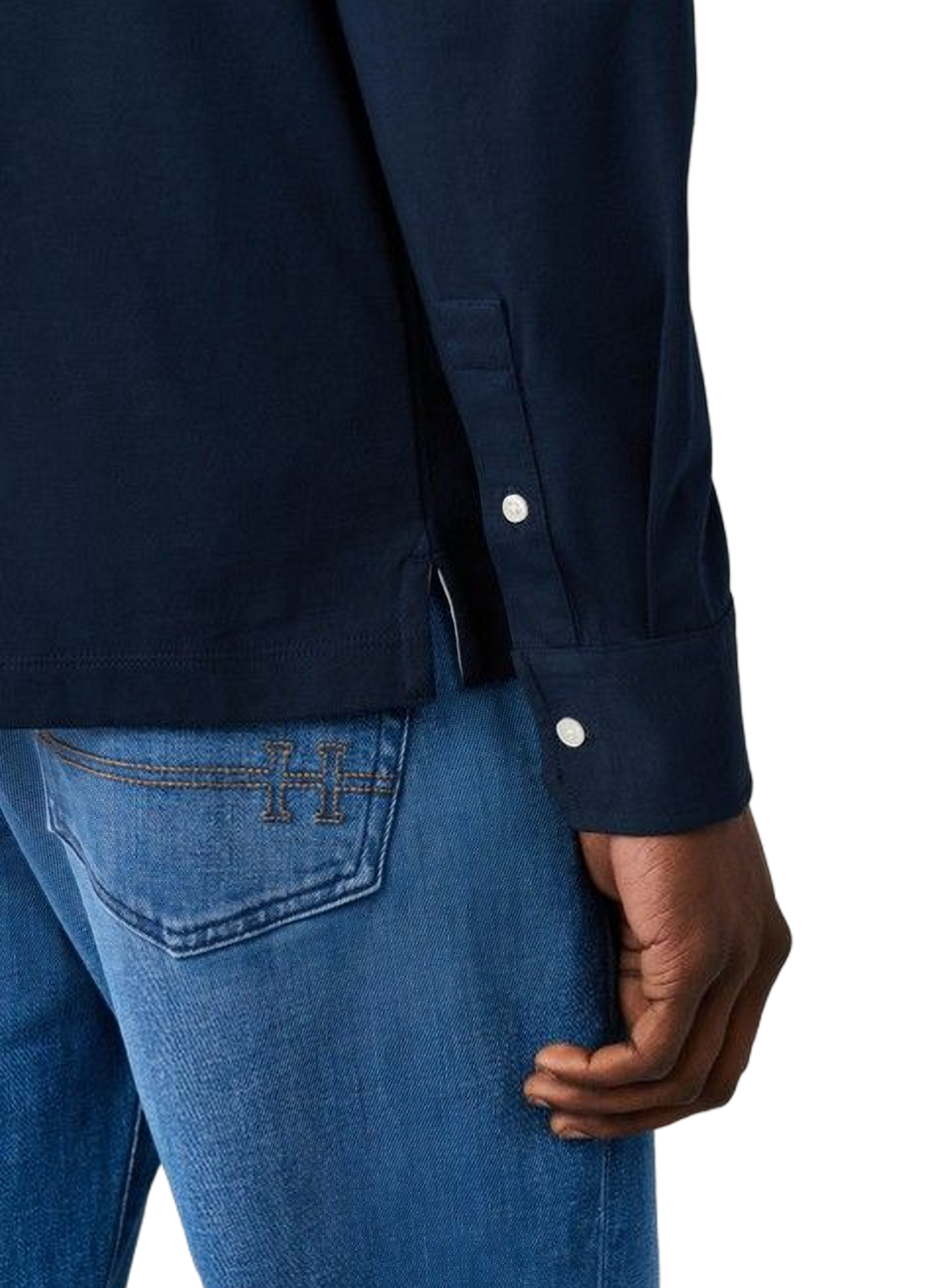 Rechte polo met lange mouwen van katoen HACKETT Blauw