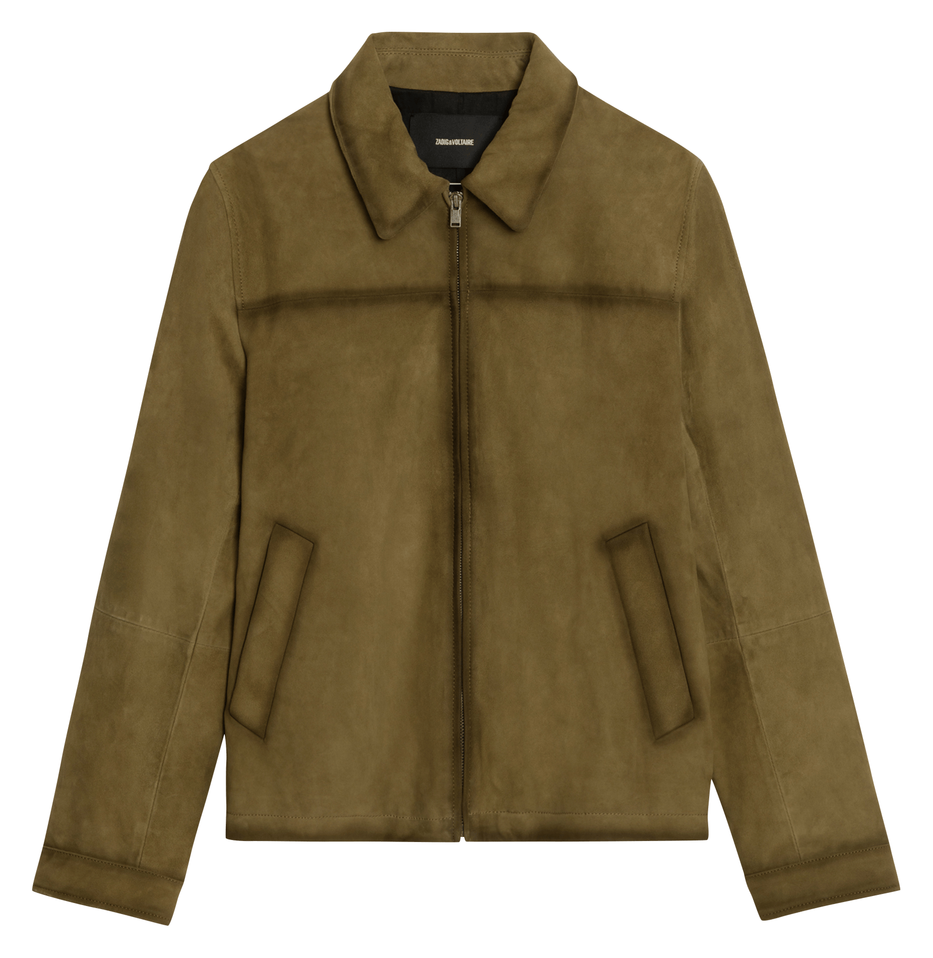 Veste droite col classique en cuir loumy ZADIG&VOLTAIRE Kaki