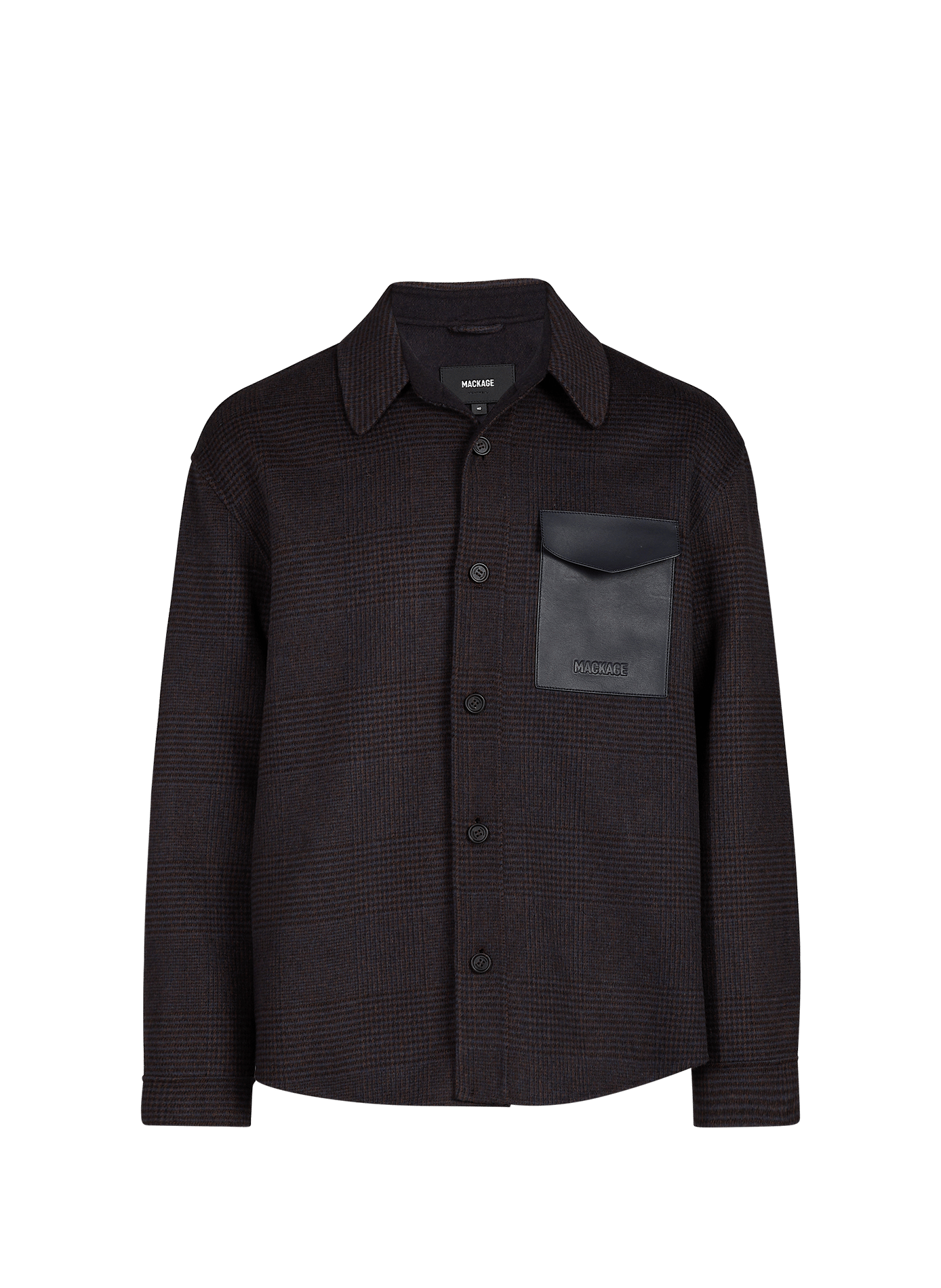 Emmanuel-Pl oversized checkered wool blend shirt. MACKAGE Brown