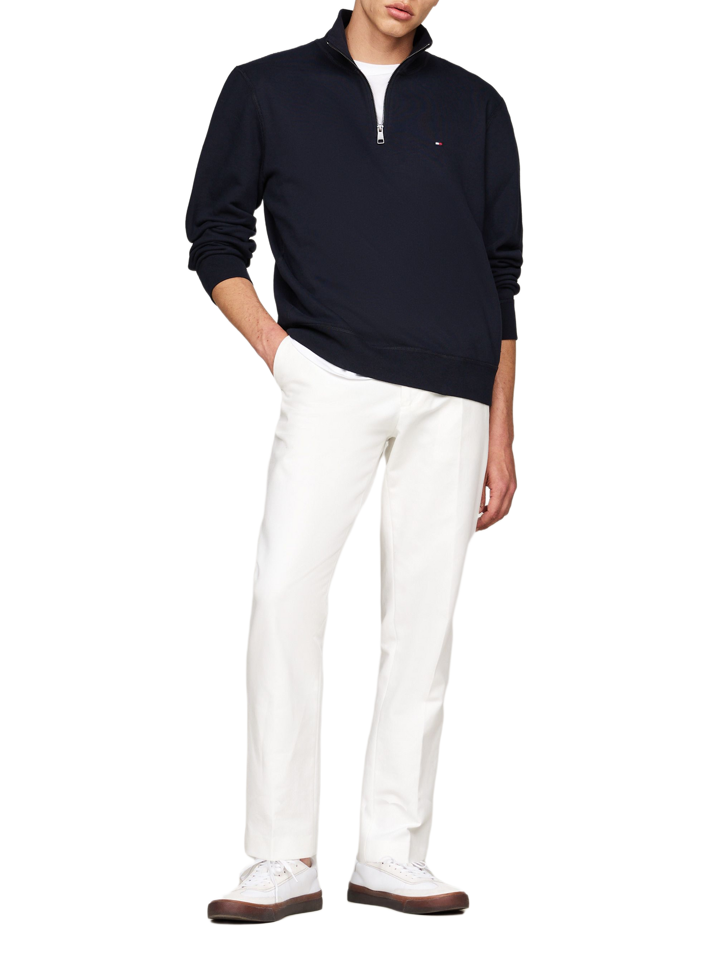 Relaxed-fit trucker-neck sweatshirt in a cotton blend | Blue TOMMY HILFIGER Men