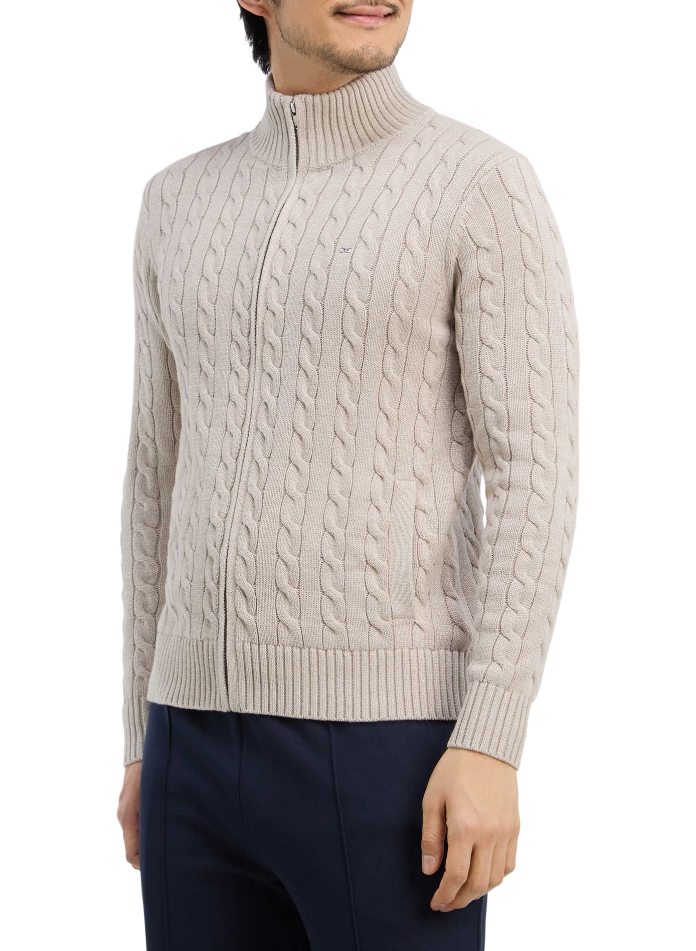Cardigan à mailles torsadées en coton EDEN PARK Beige