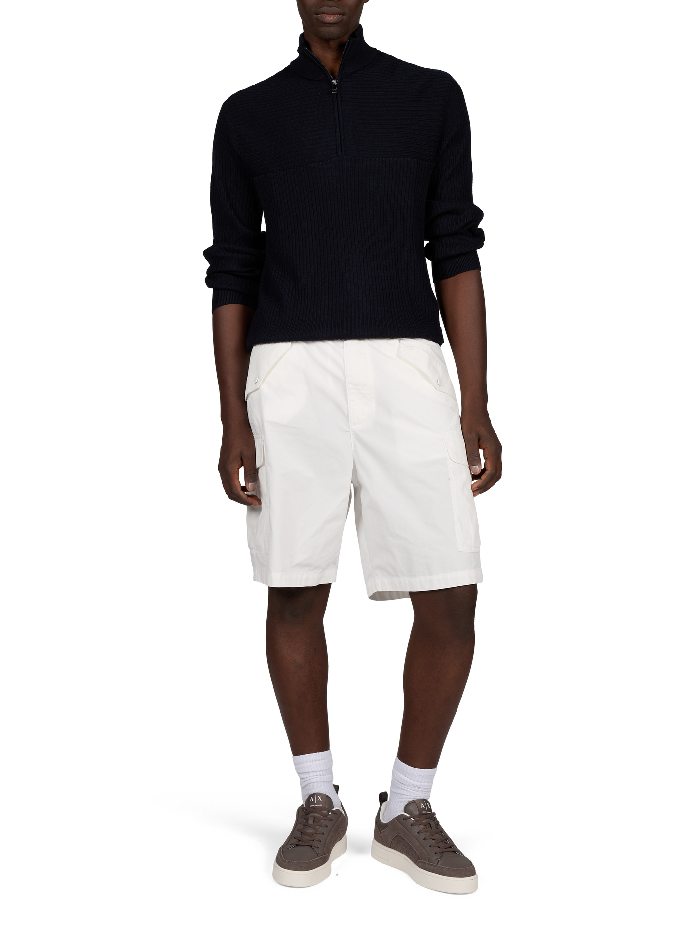 Straight cotton poplin shorts ARMANI EXCHANGE White