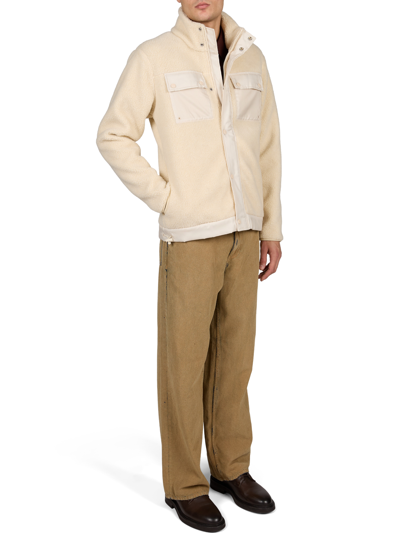 Sherpa-Jacke mit Stehkragen SCHOTT Beige