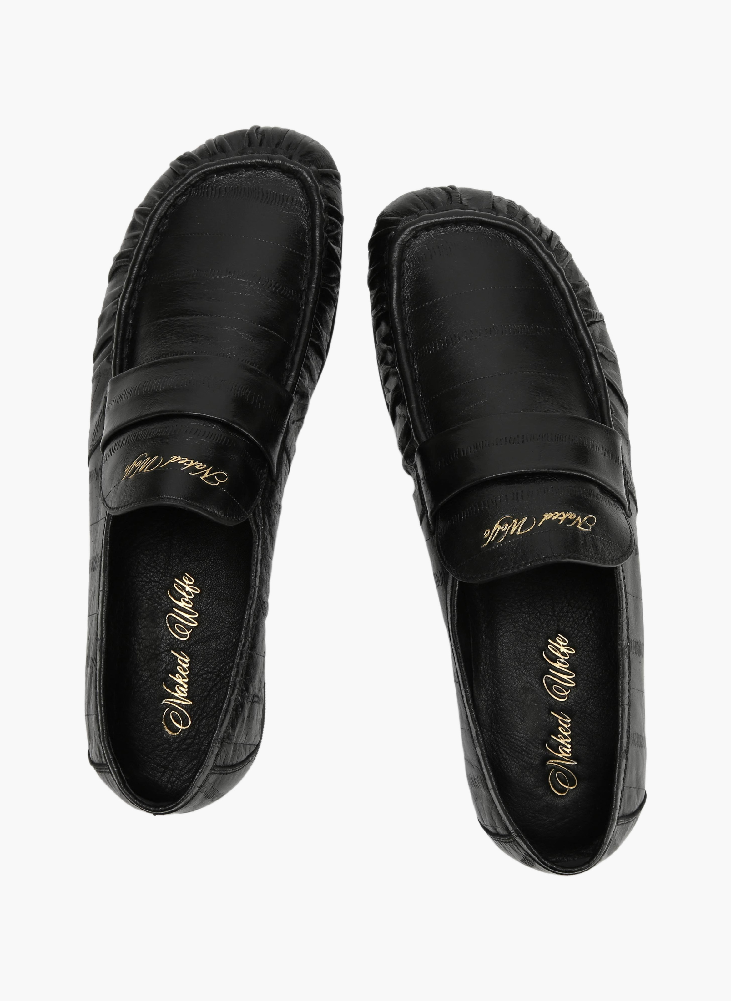 Mocassins the wall street en cuir d'anguille NAKED WOLFE Noir