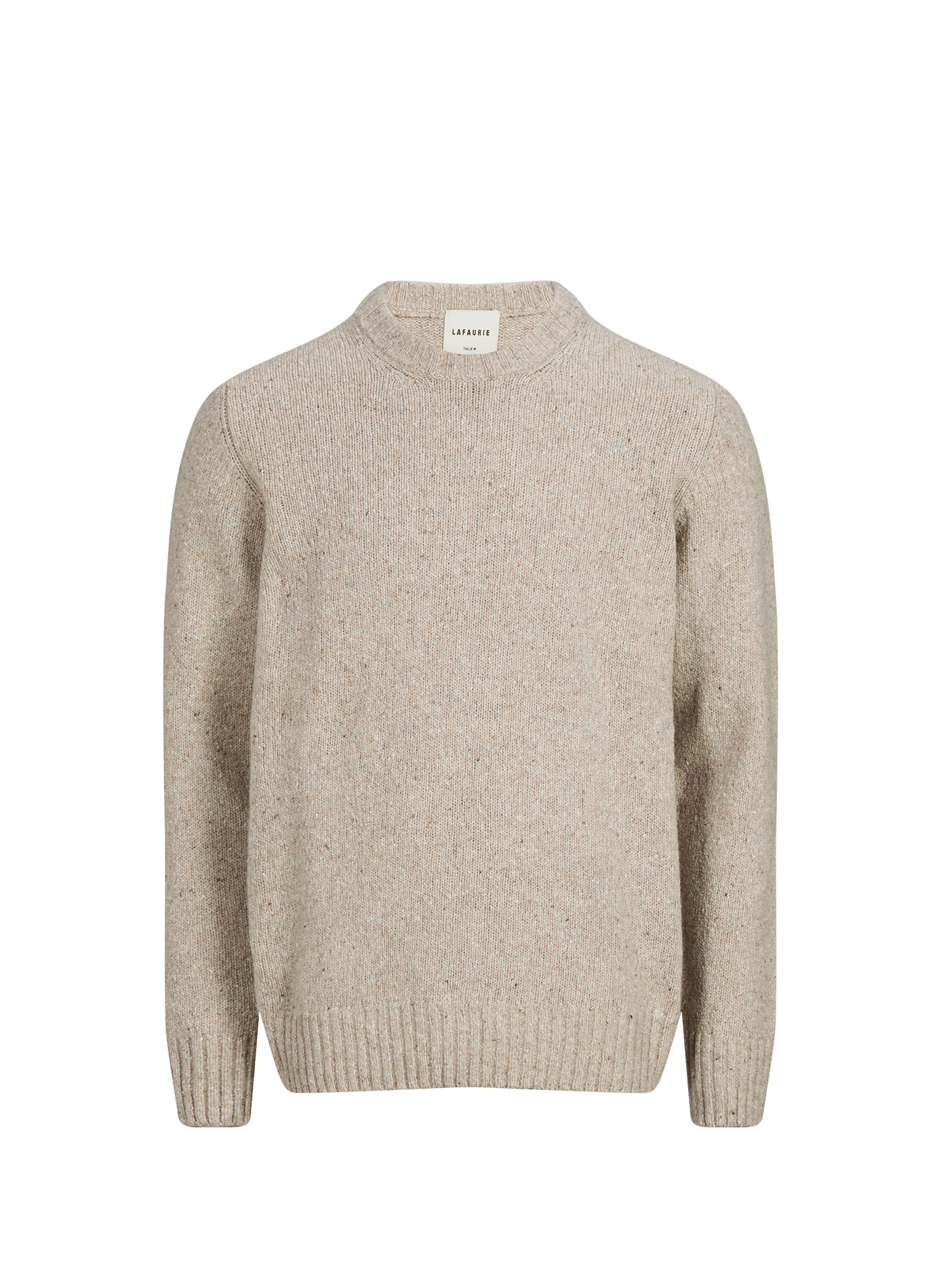 Pull col rond droit moucheté en laine mélangée LAFAURIE Beige