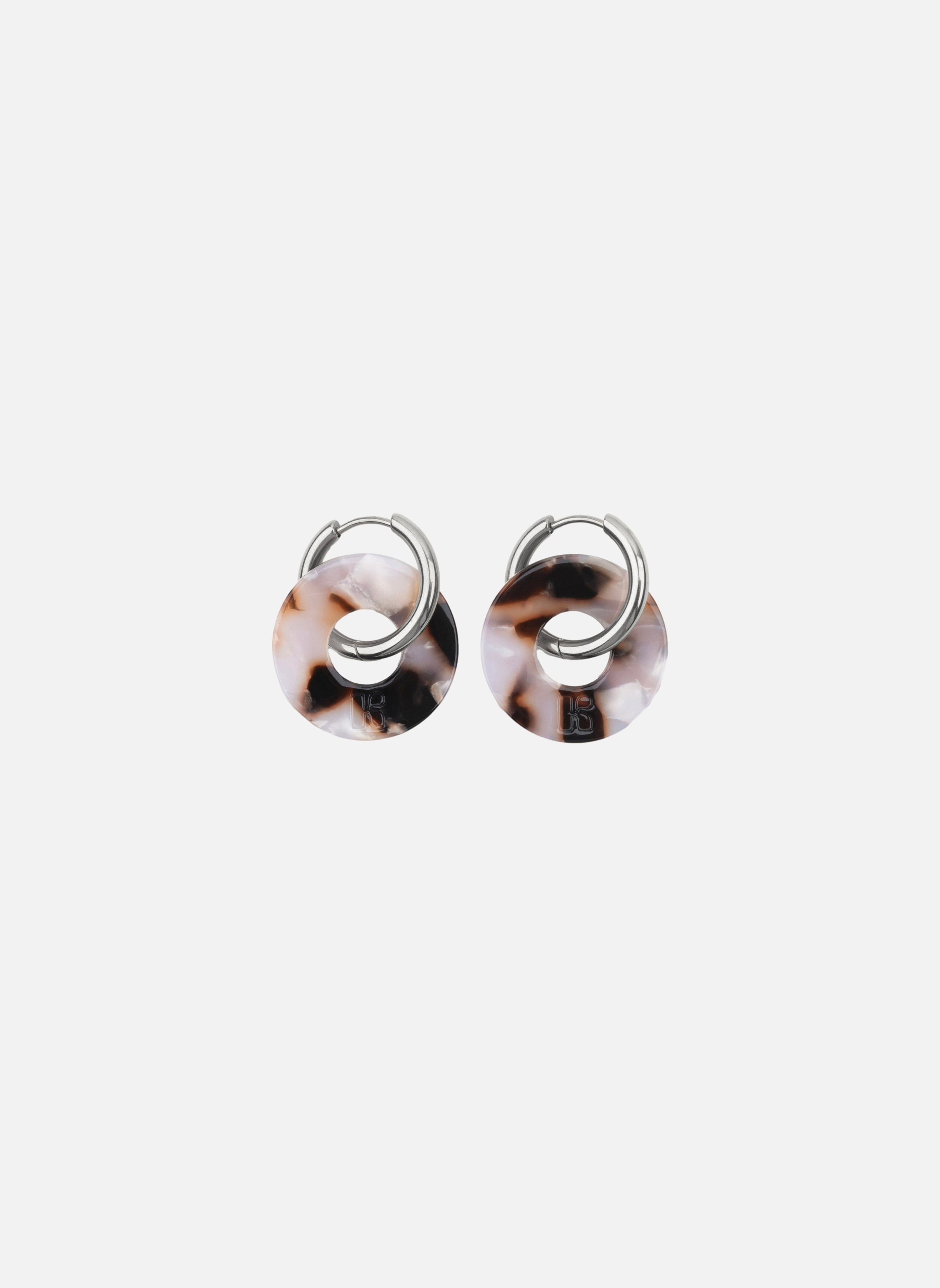 Boucles d'oreilles donuts avec anneaux en acier inoxydable argenté  Panthère