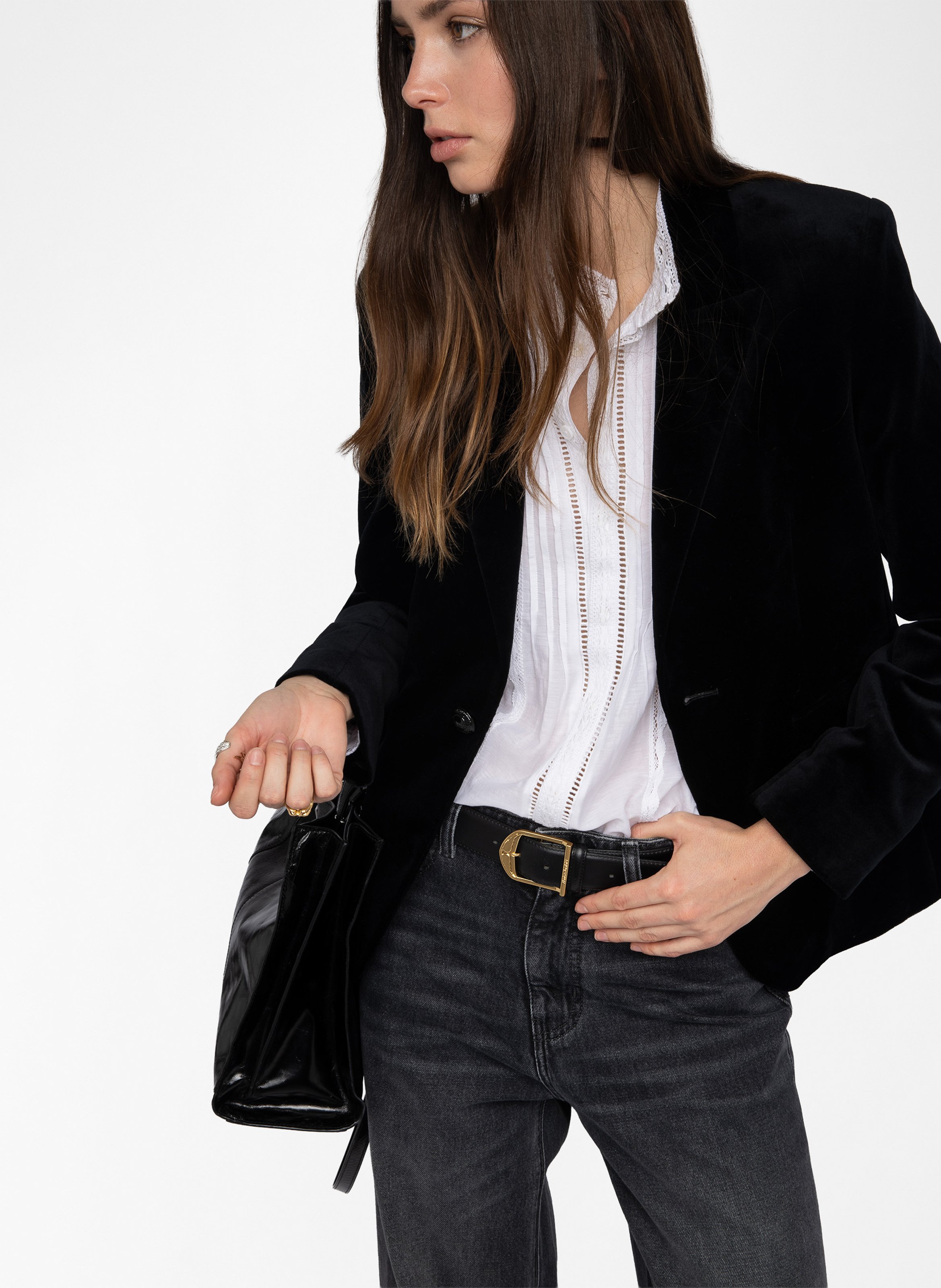 Fluwelen katoenen blazer in marineblauw ZADIG&VOLTAIRE Zwart