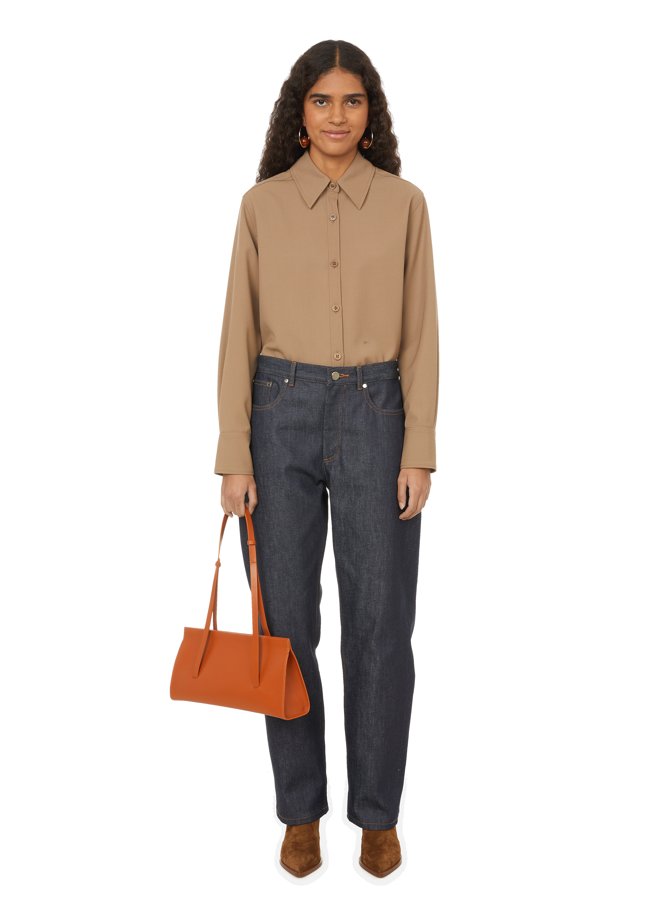 Sac Baguette en cuir AESTHER EKME Orange