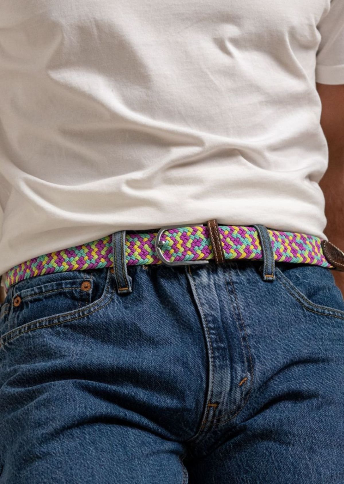 Ceinture tressée élastique multicolore BILLYBELT Multicolore