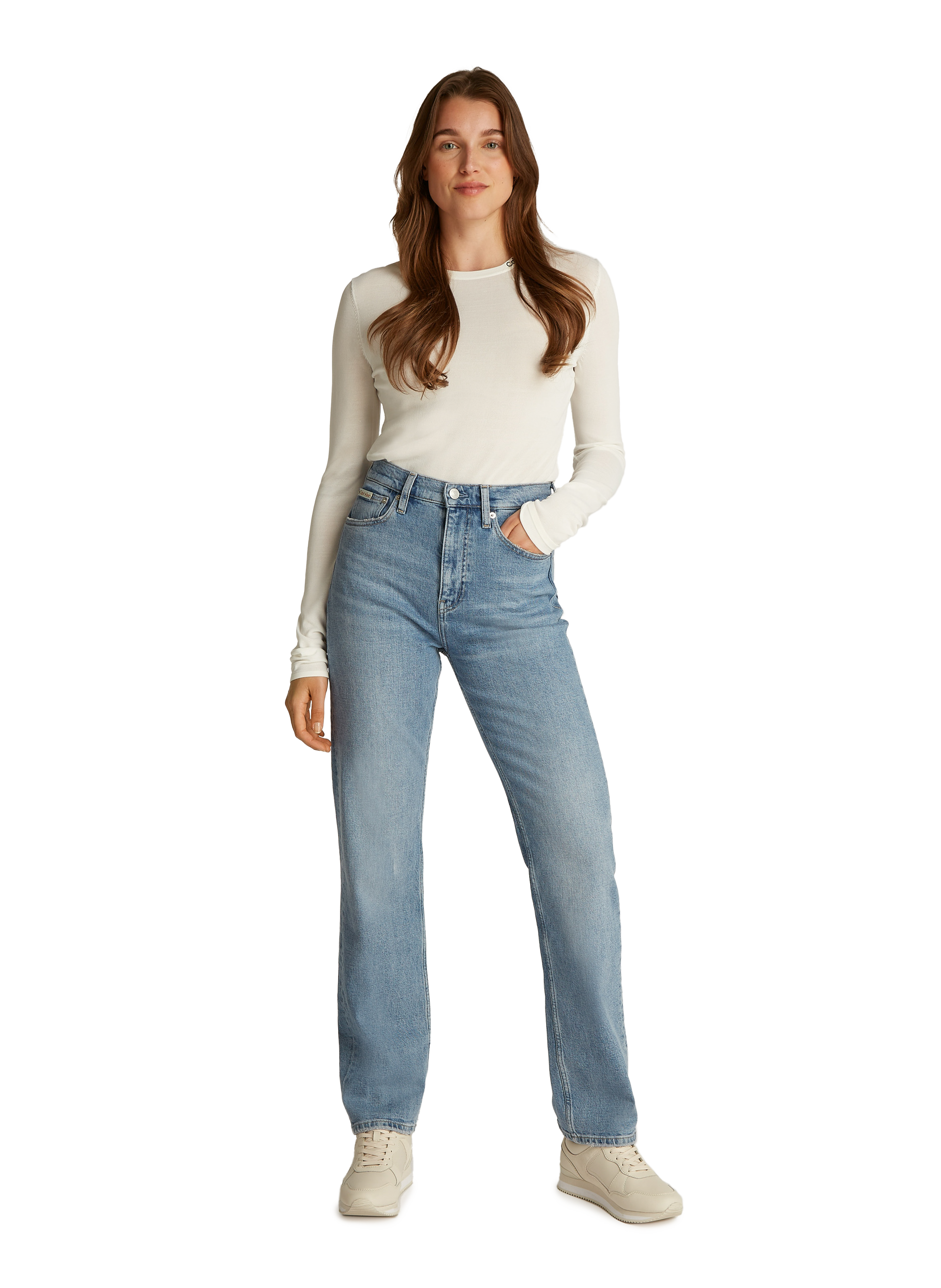 High-waisted straight-leg jeans CALVIN KLEIN White