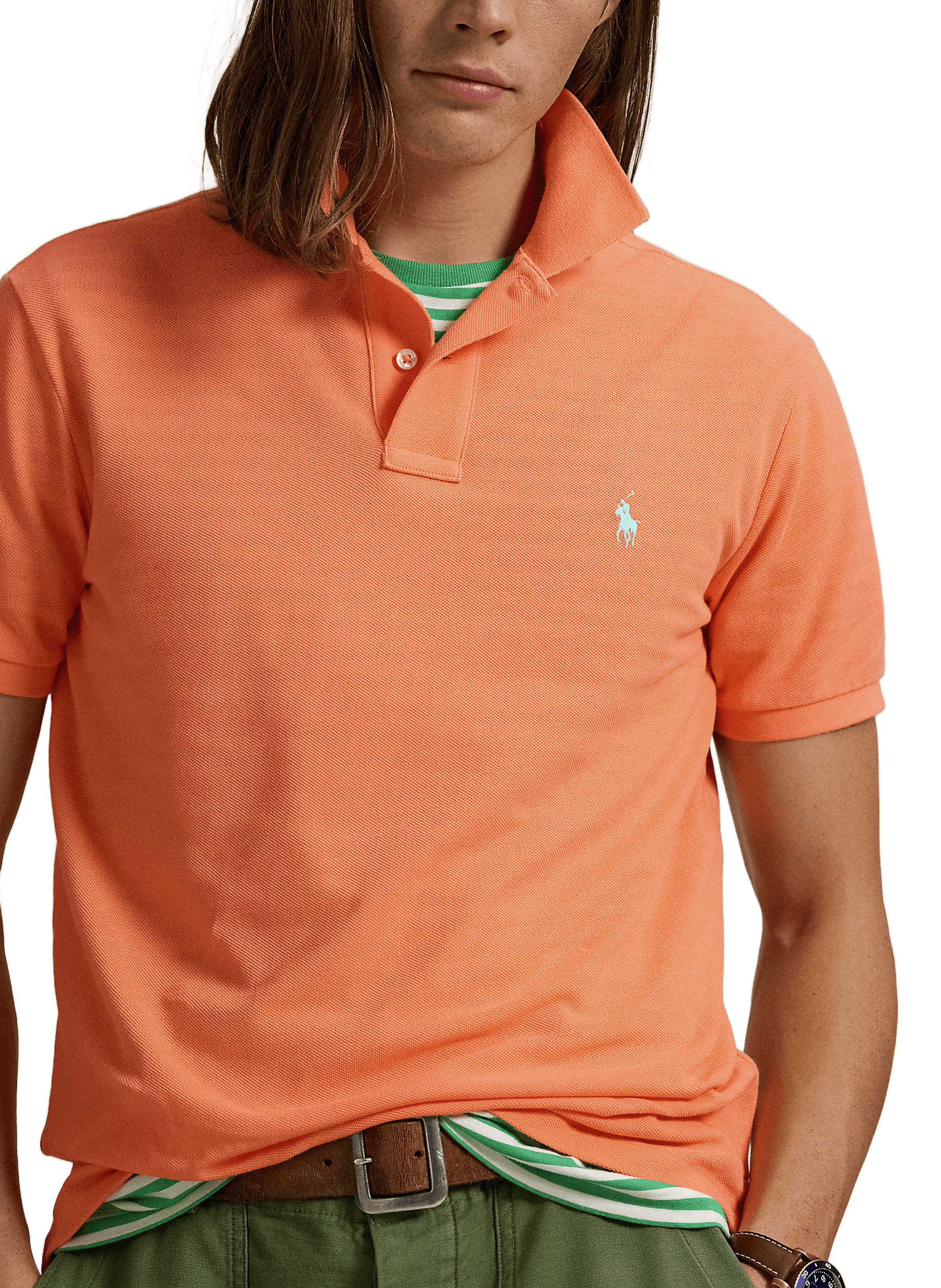 Polo droit en piqué de coton POLO RALPH LAUREN Orange