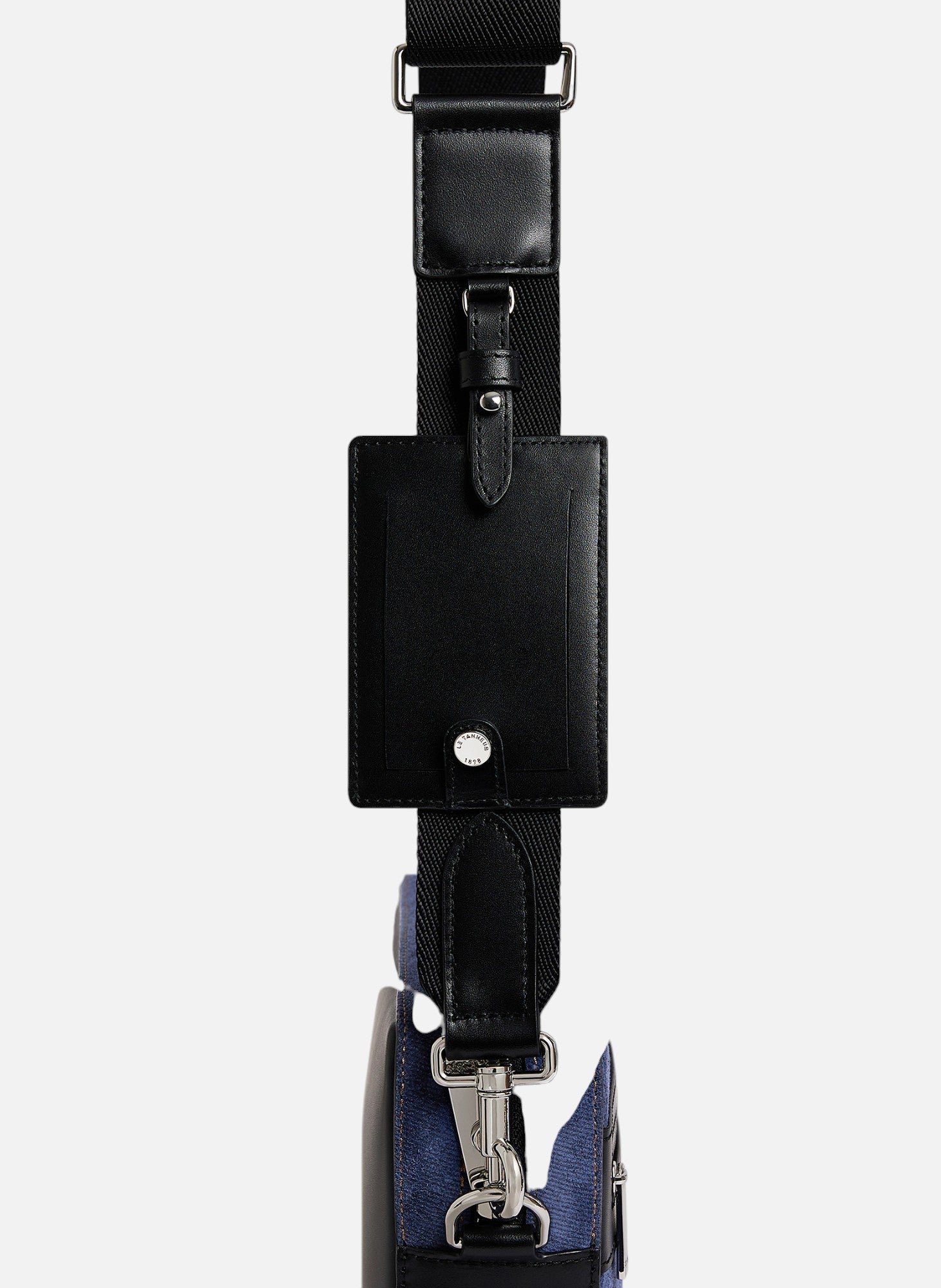 Petite sacoche emile en cuir suède effet denim LE TANNEUR Noir