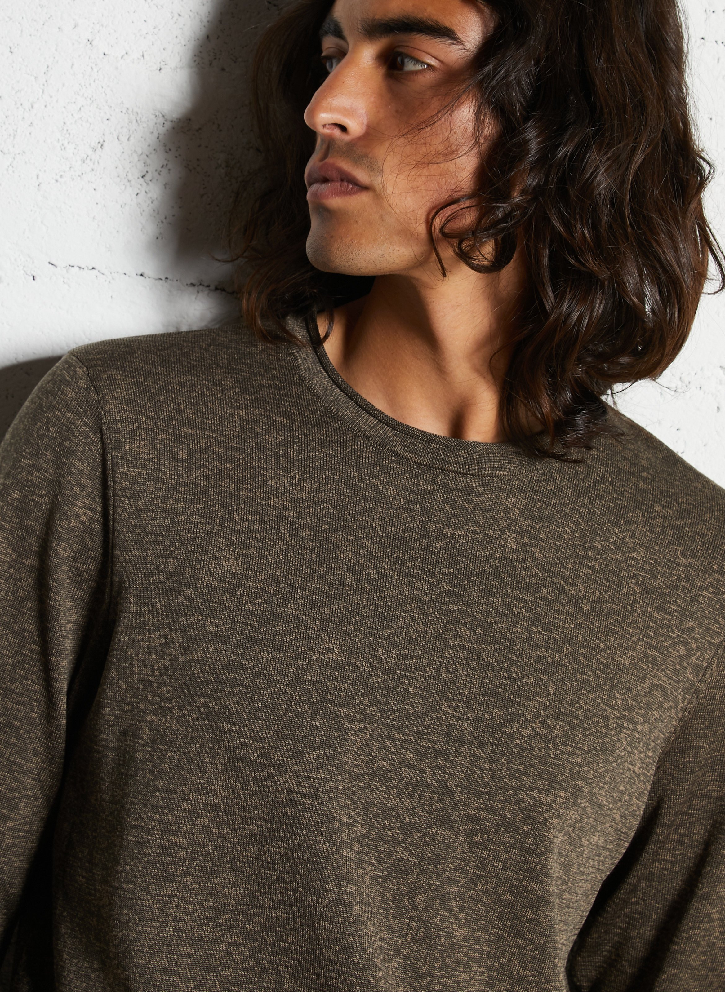 Pull droit en maille IKKS Kaki