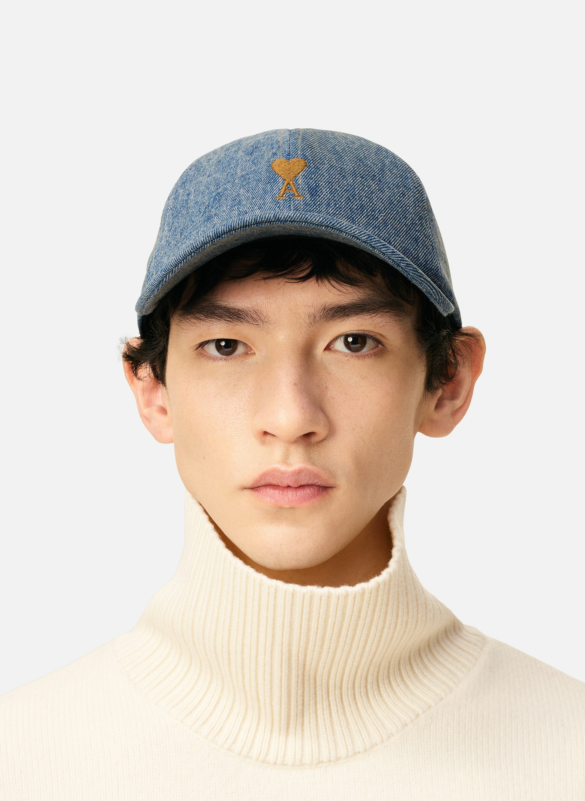 Casquette broderie ami de coeur en coton unisexe AMI PARIS Bleu