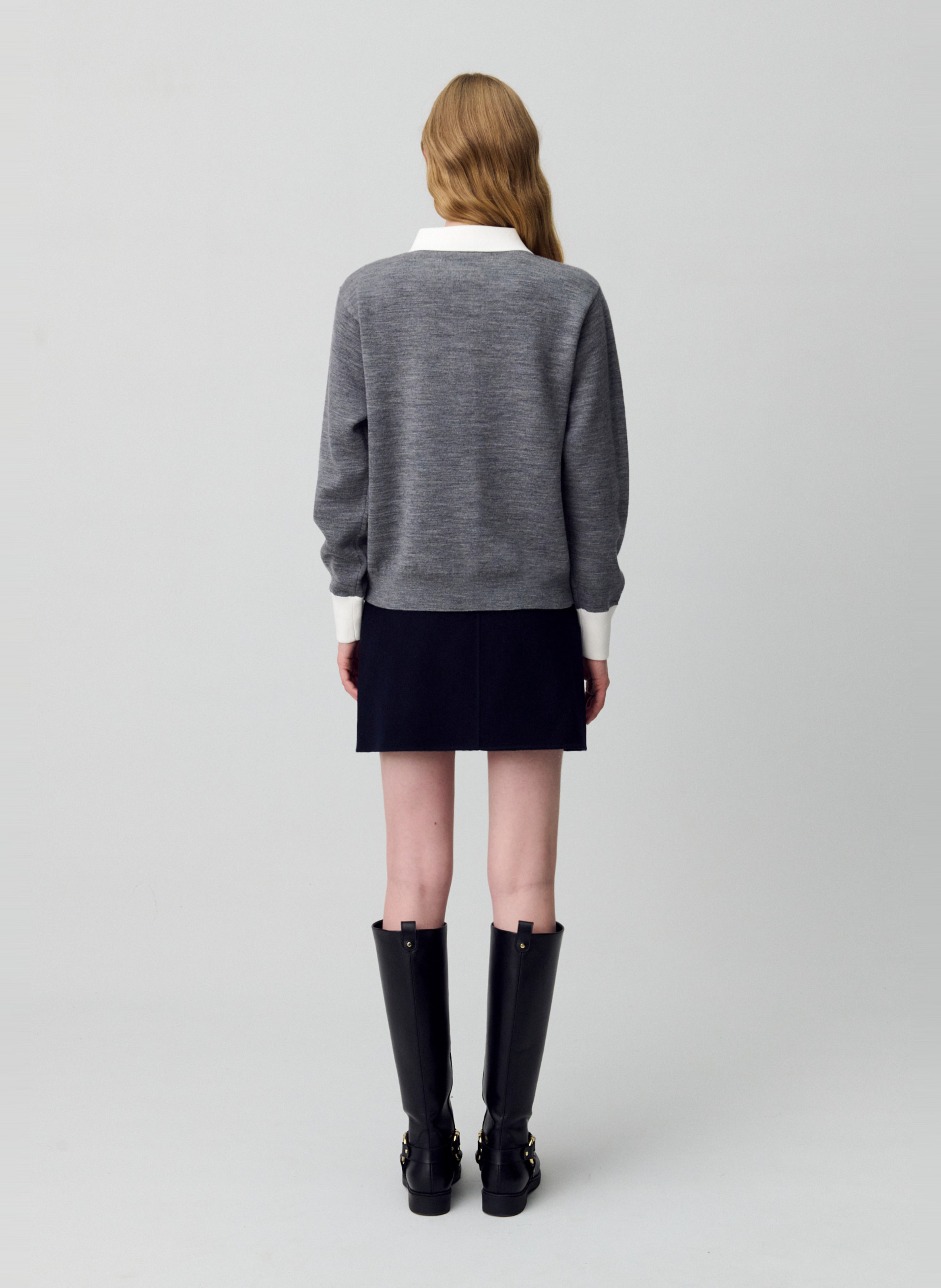 Pull col polo CLAUDIE PIERLOT Gris