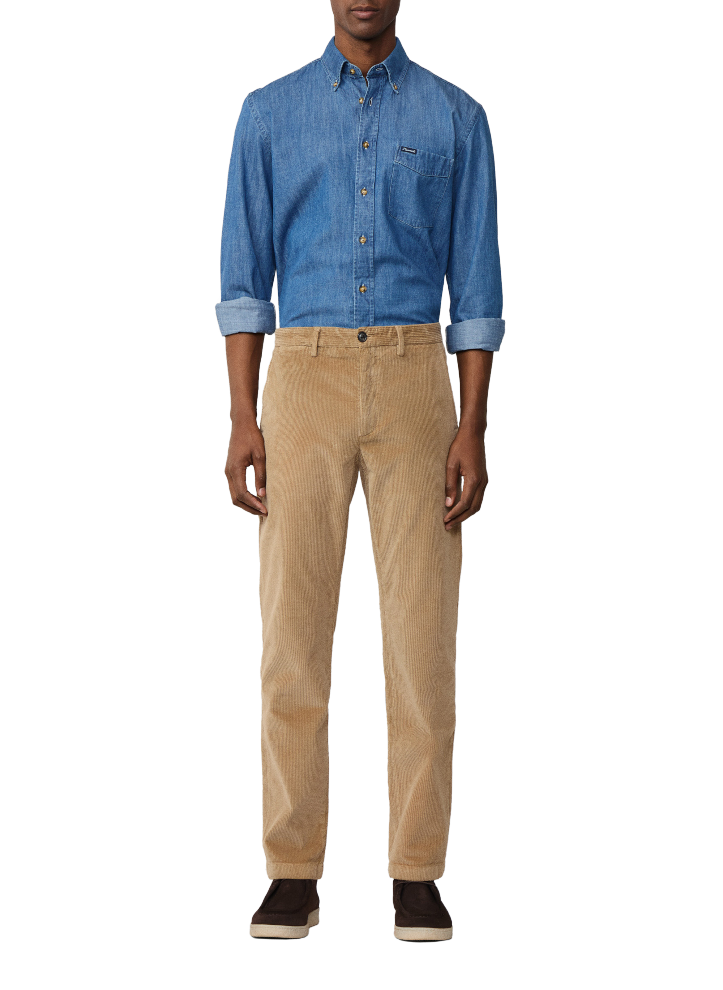 Pantalon chino en velours côtelé FACONNABLE Beige