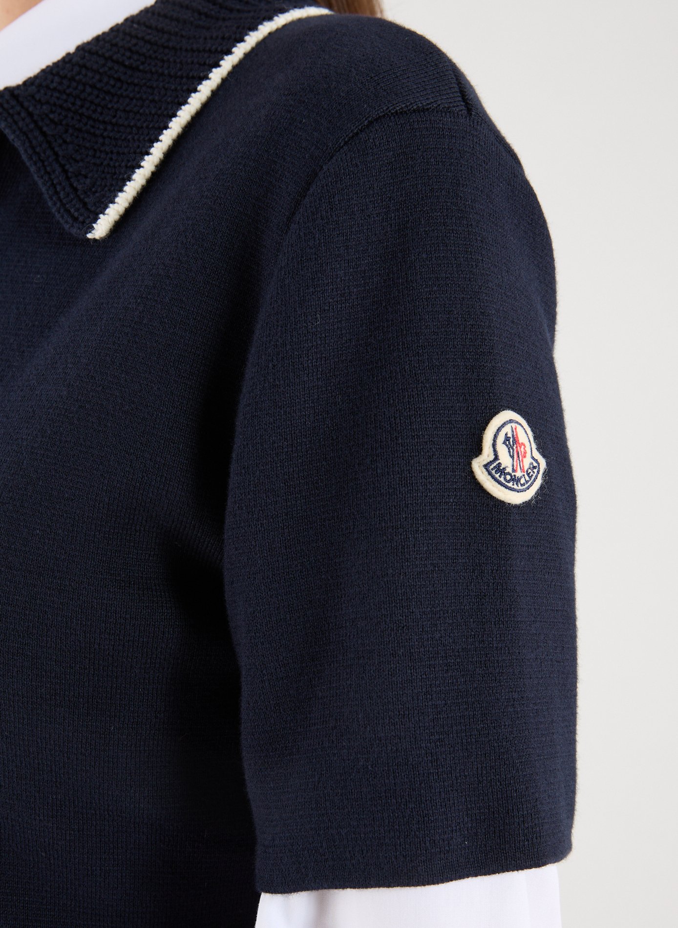 Cotton knit polo shirt MONCLER Blue