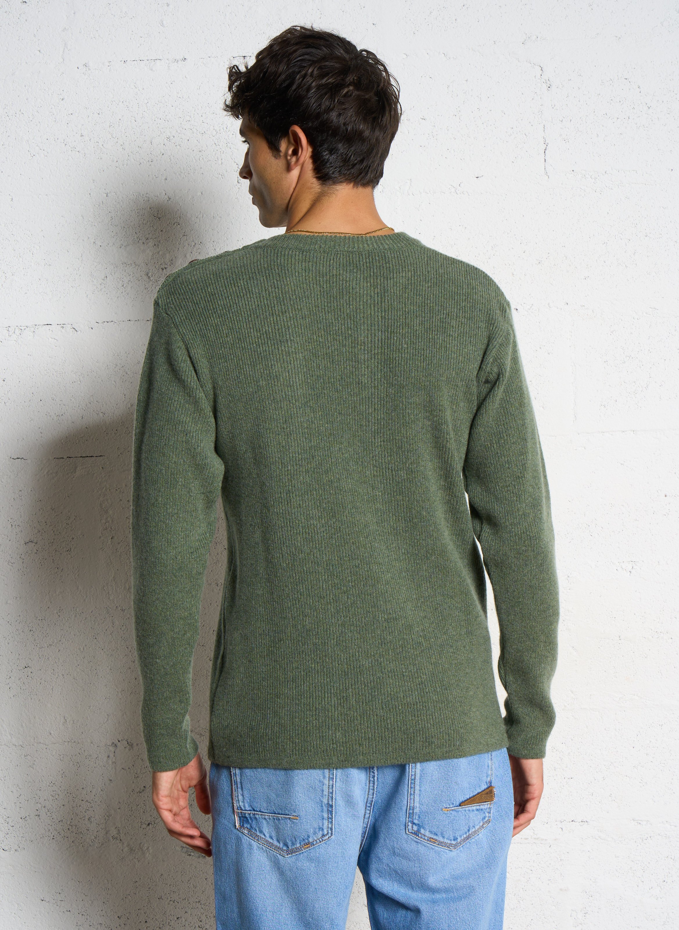 Pull col rond en laine d'agneau ARMOR-LUX Kaki