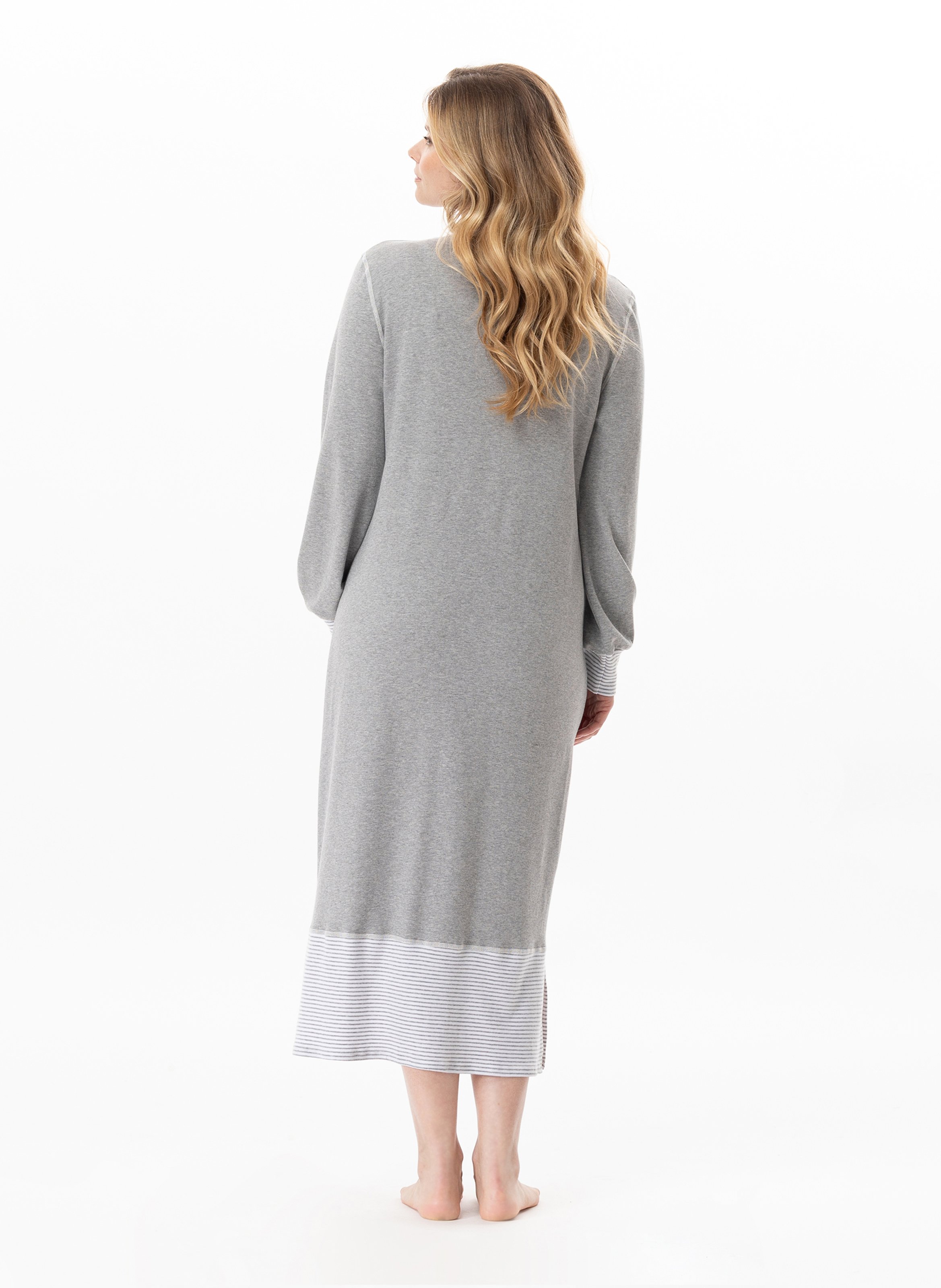 Chemise de nuit longue en coton flocon 111 LE CHAT Gris