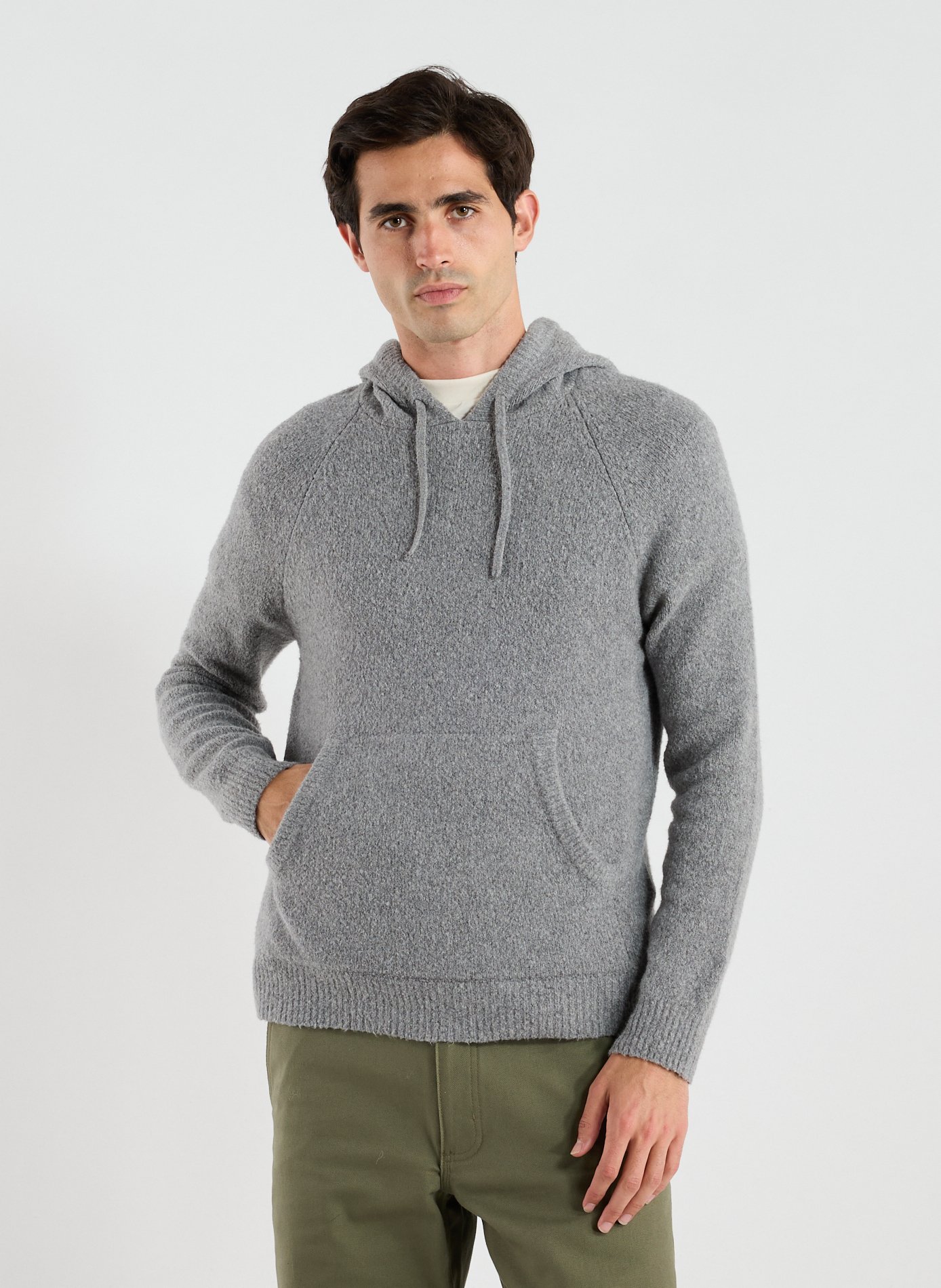 WOOLRICH Sweat droit à capuche en coton mélangé Gris