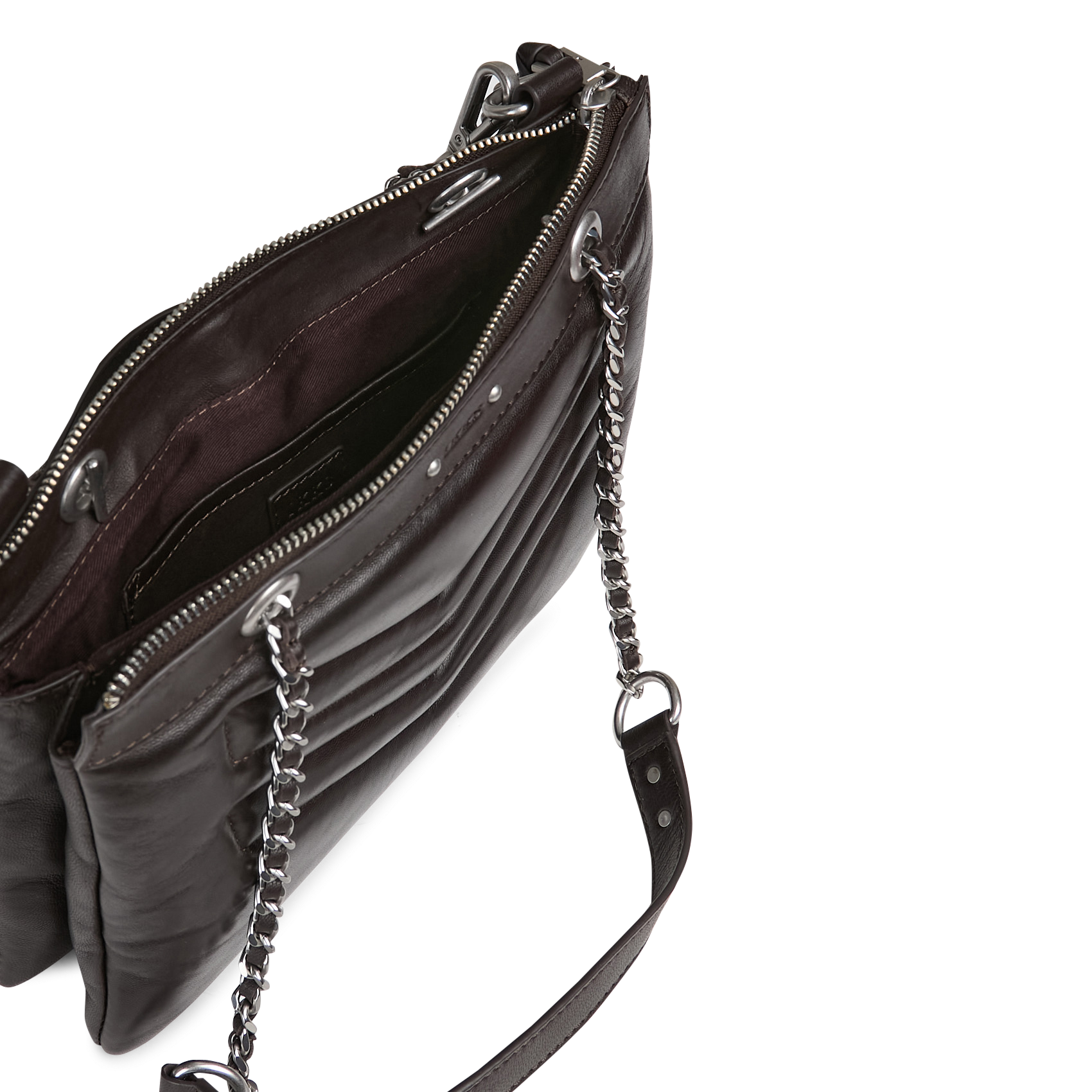 Sac pochette en cuir 1440 reporter IKKS Marron