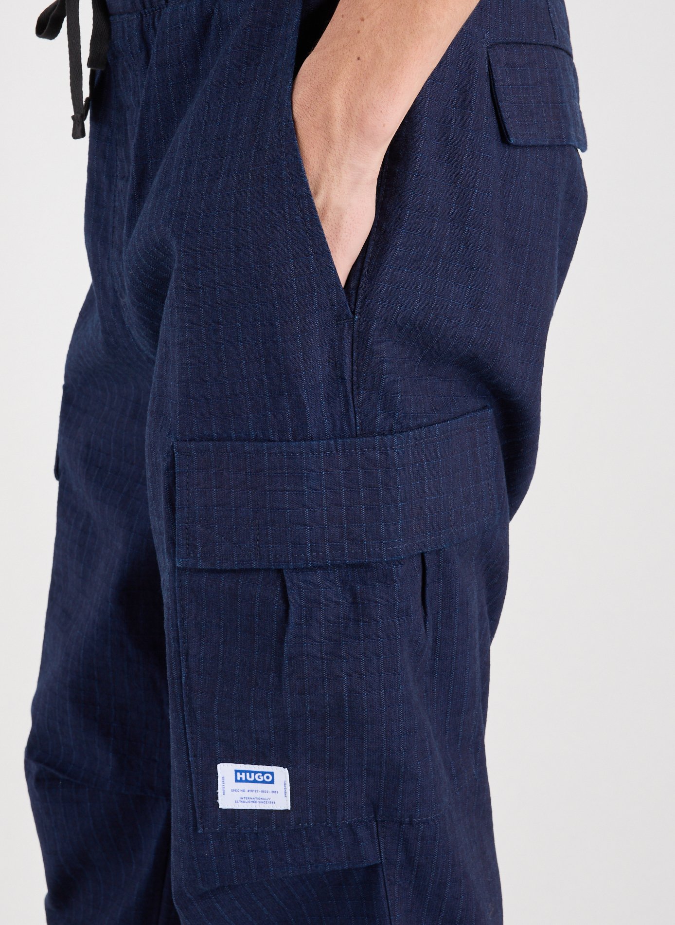 Relaxed cotton cargo pants HUGO BLUE Blue