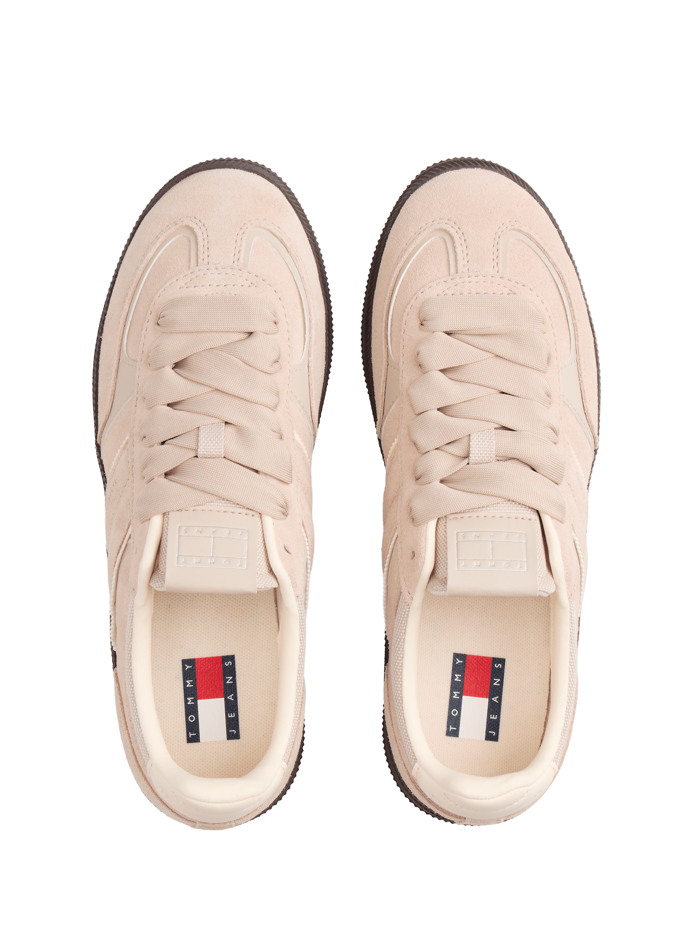 Low lace-up leather sneakers TOMMY HILFIGER Beige