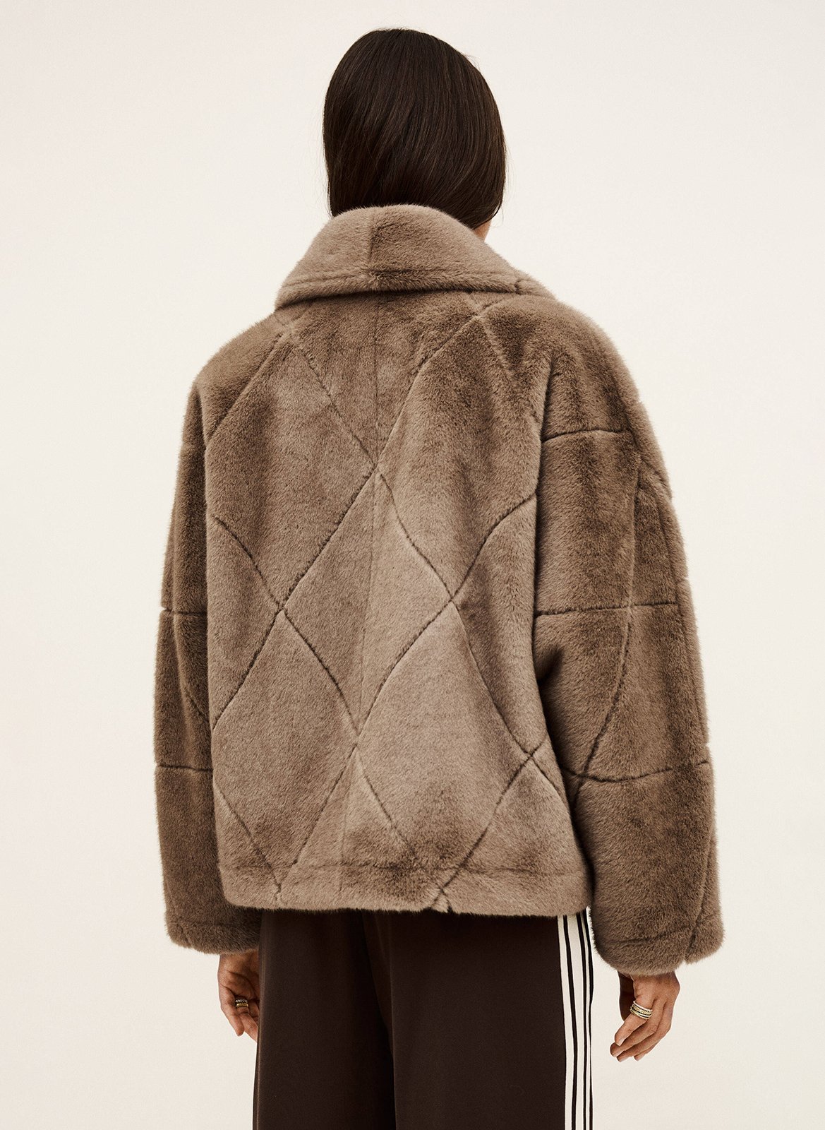 Manteau large col à revers effet fourrure pinie BA&SH Marron