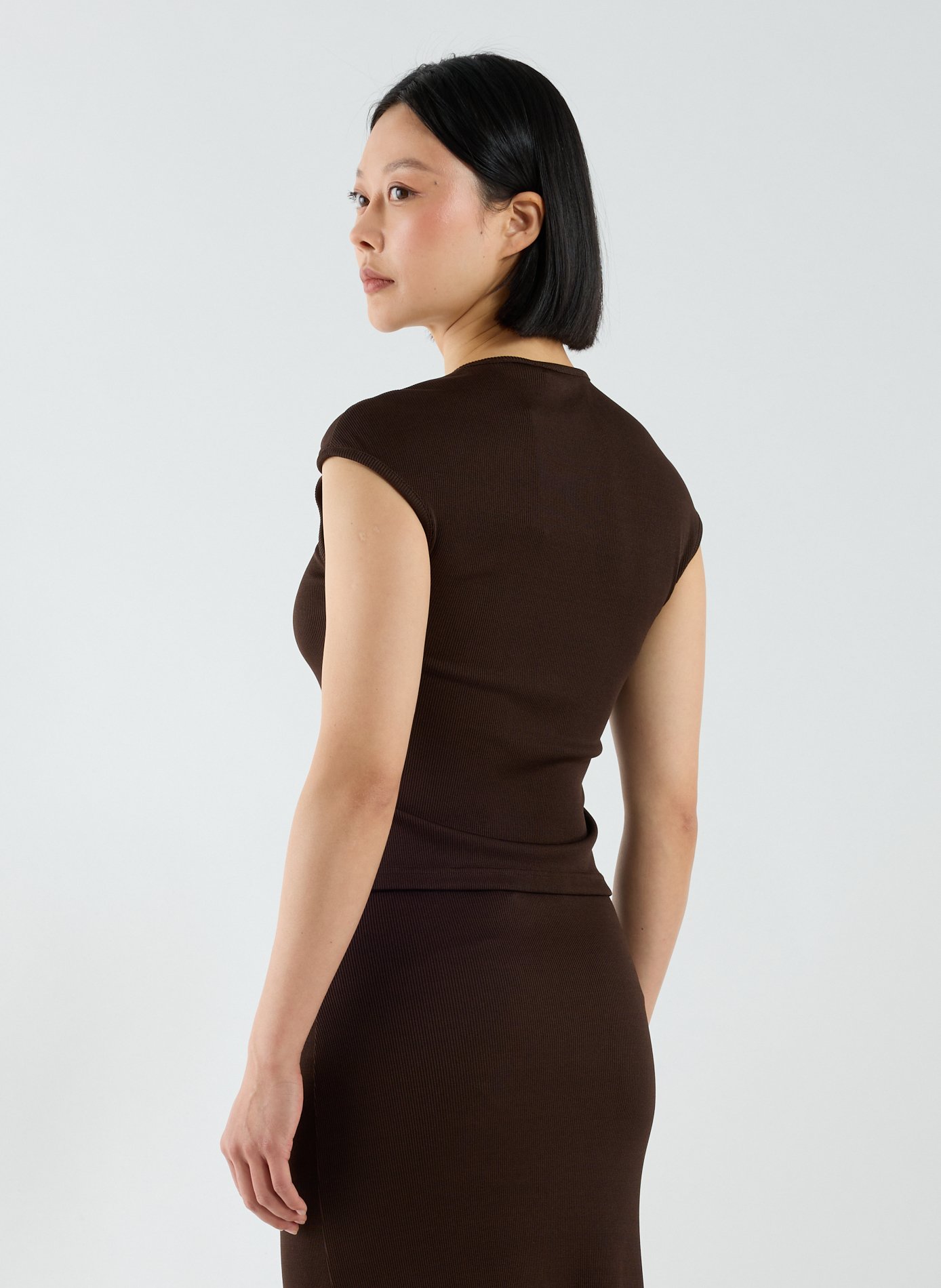 Top ajusté avec pierre minérale CHRISTOPHER ESBER Marron