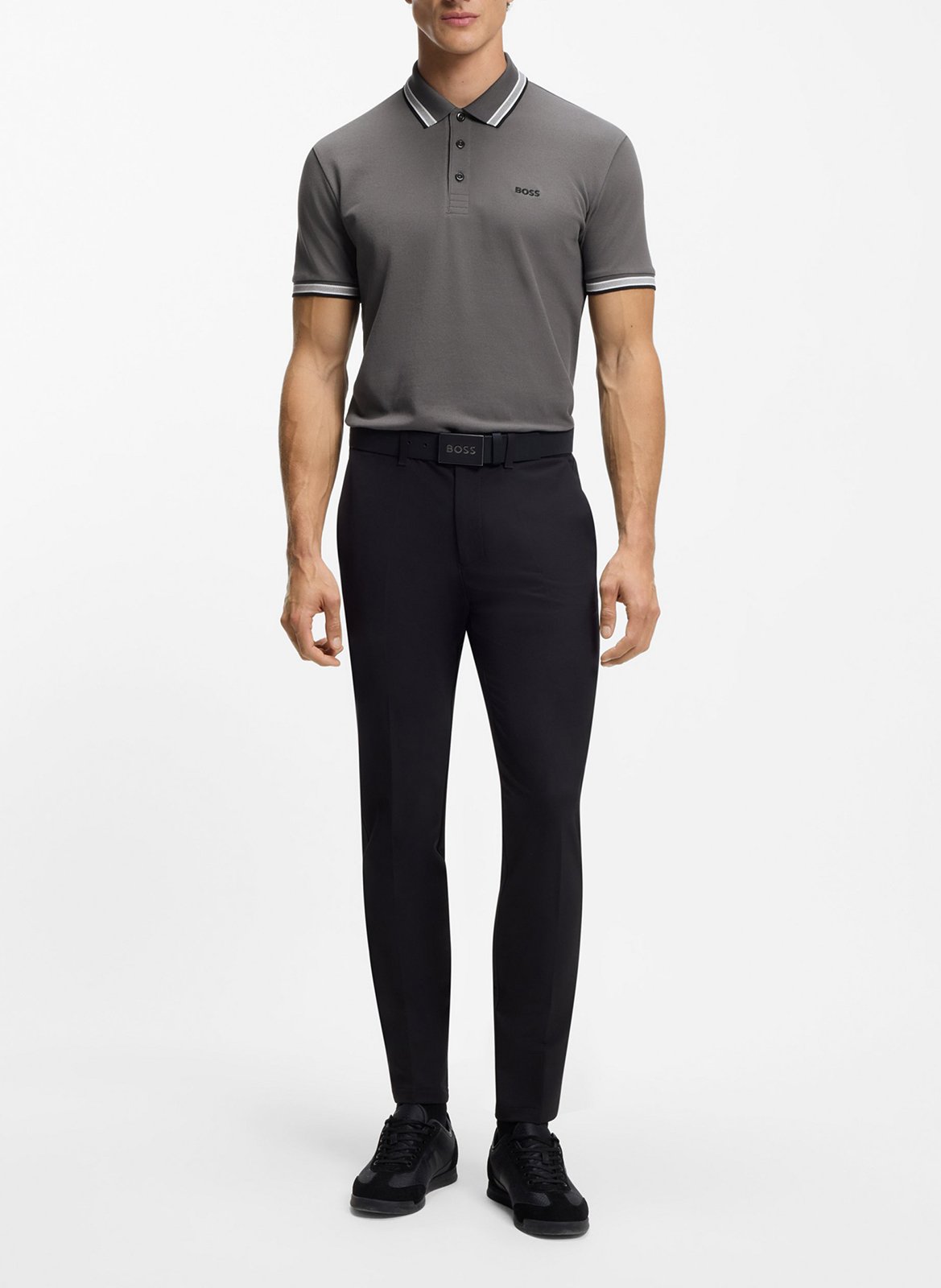 Polo regular fit en coton BOSS Argent