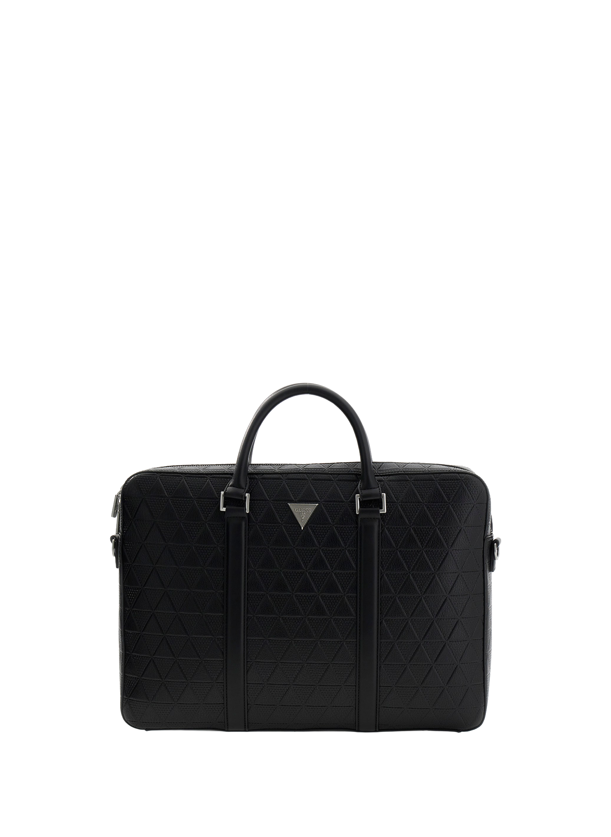Faux leather business briefcase with pattern GUESS Black