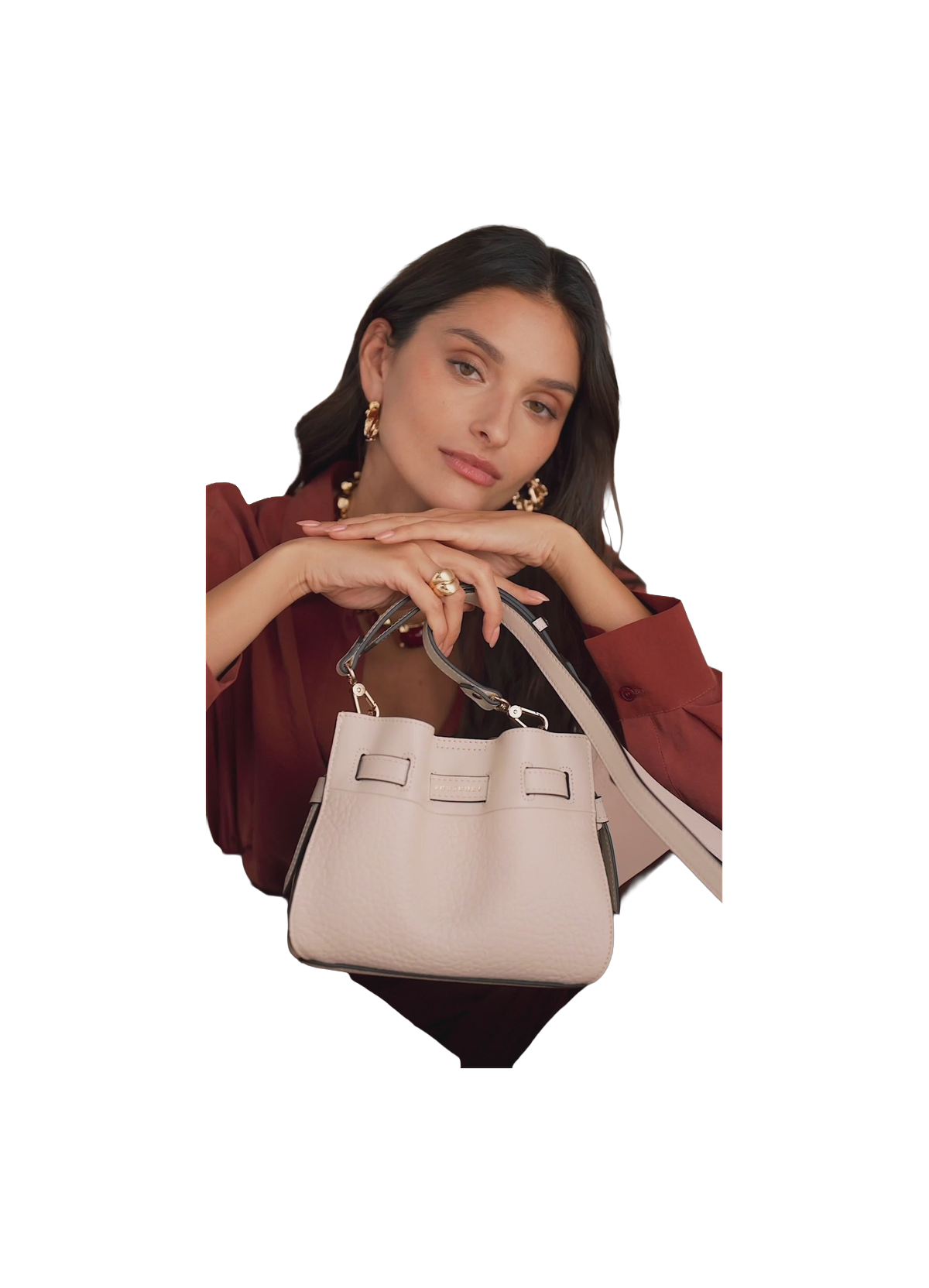 Blossom | Sac à main MM en cuir de vachette Beige