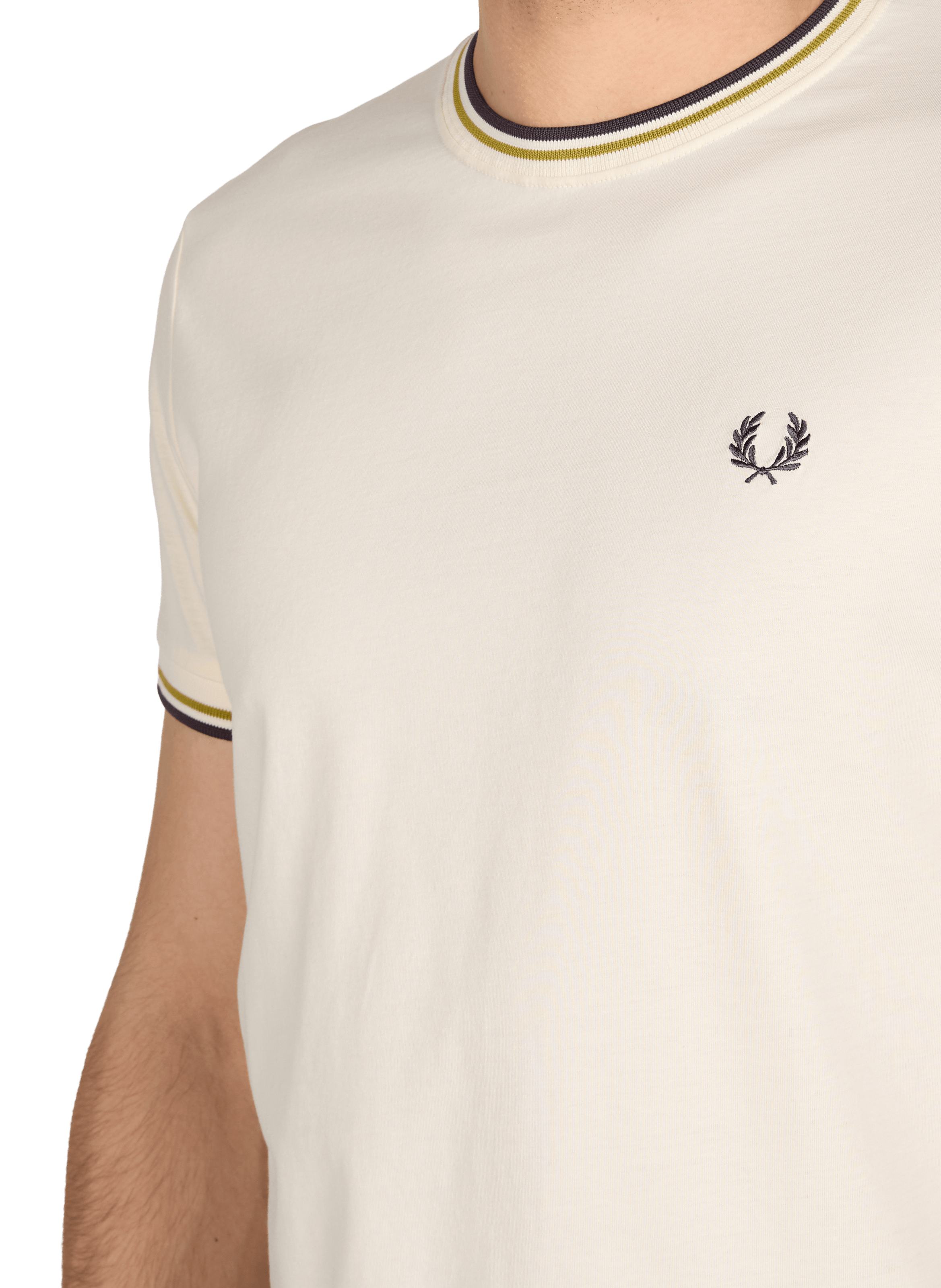 T-shirt uni à col rond en coton FRED PERRY Beige