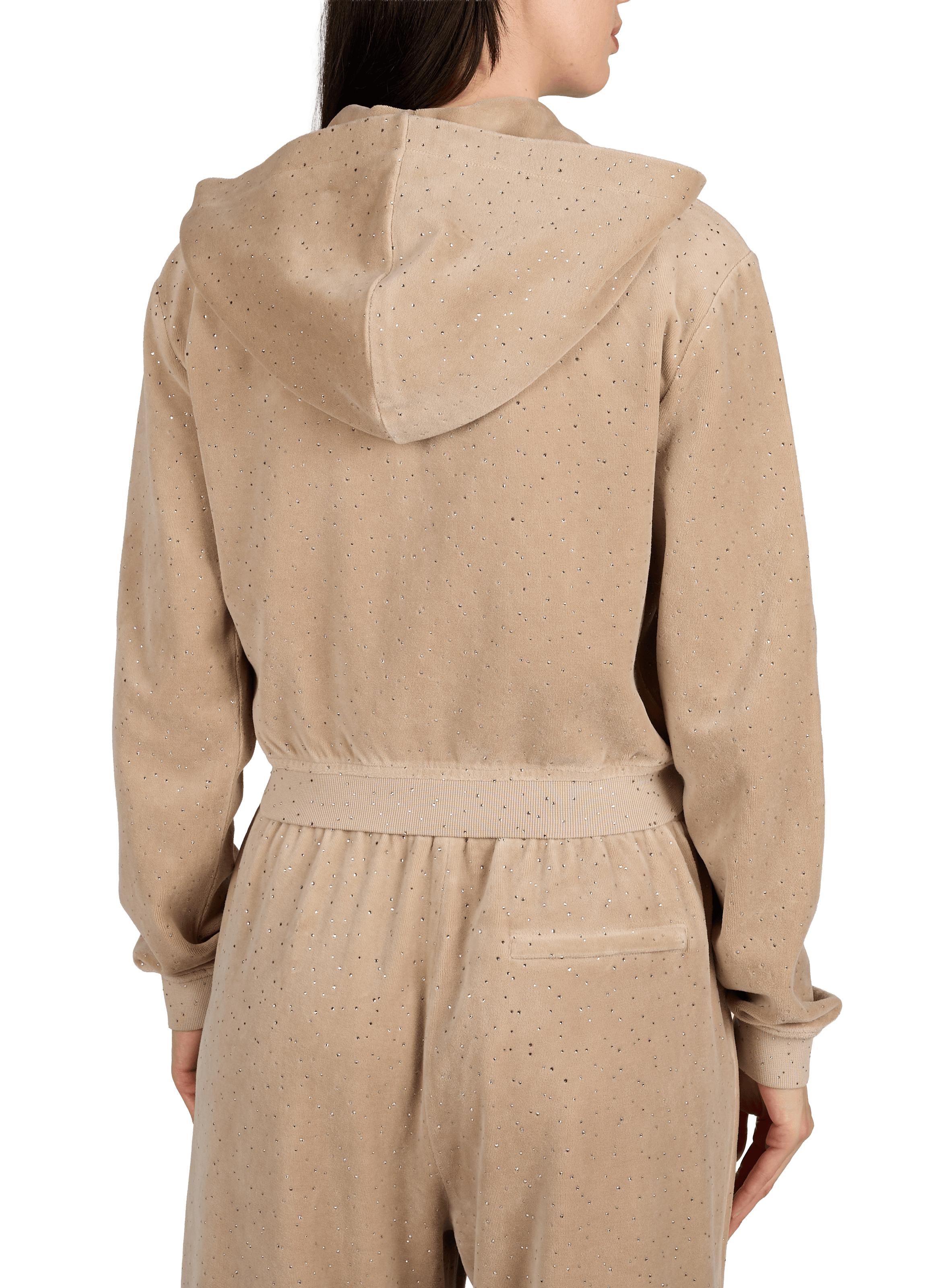 Gilet à capuche en velours avec strass ALEXANDER WANG Marron