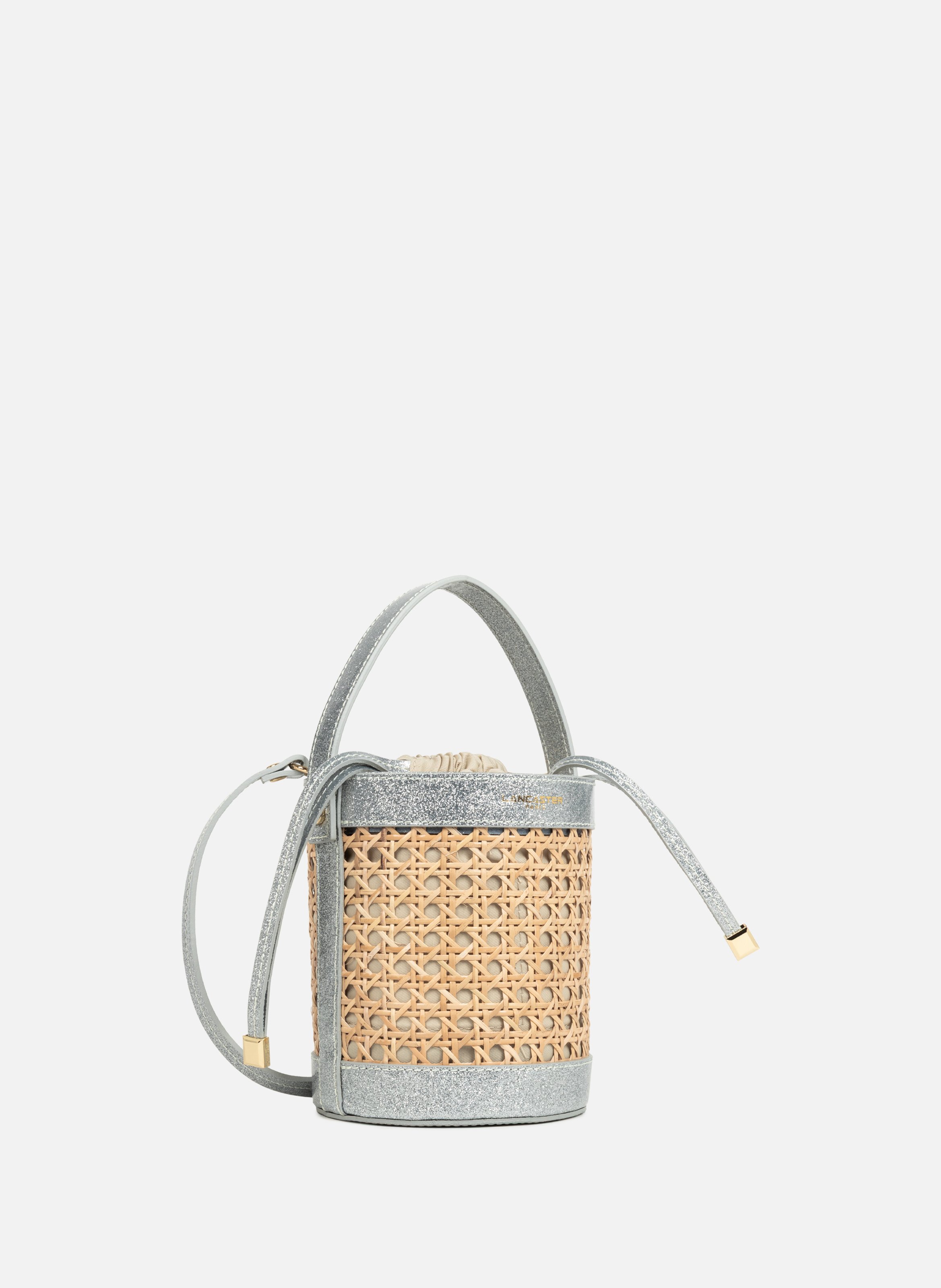 Petit sac seau - cannage rotin LANCASTER Argent